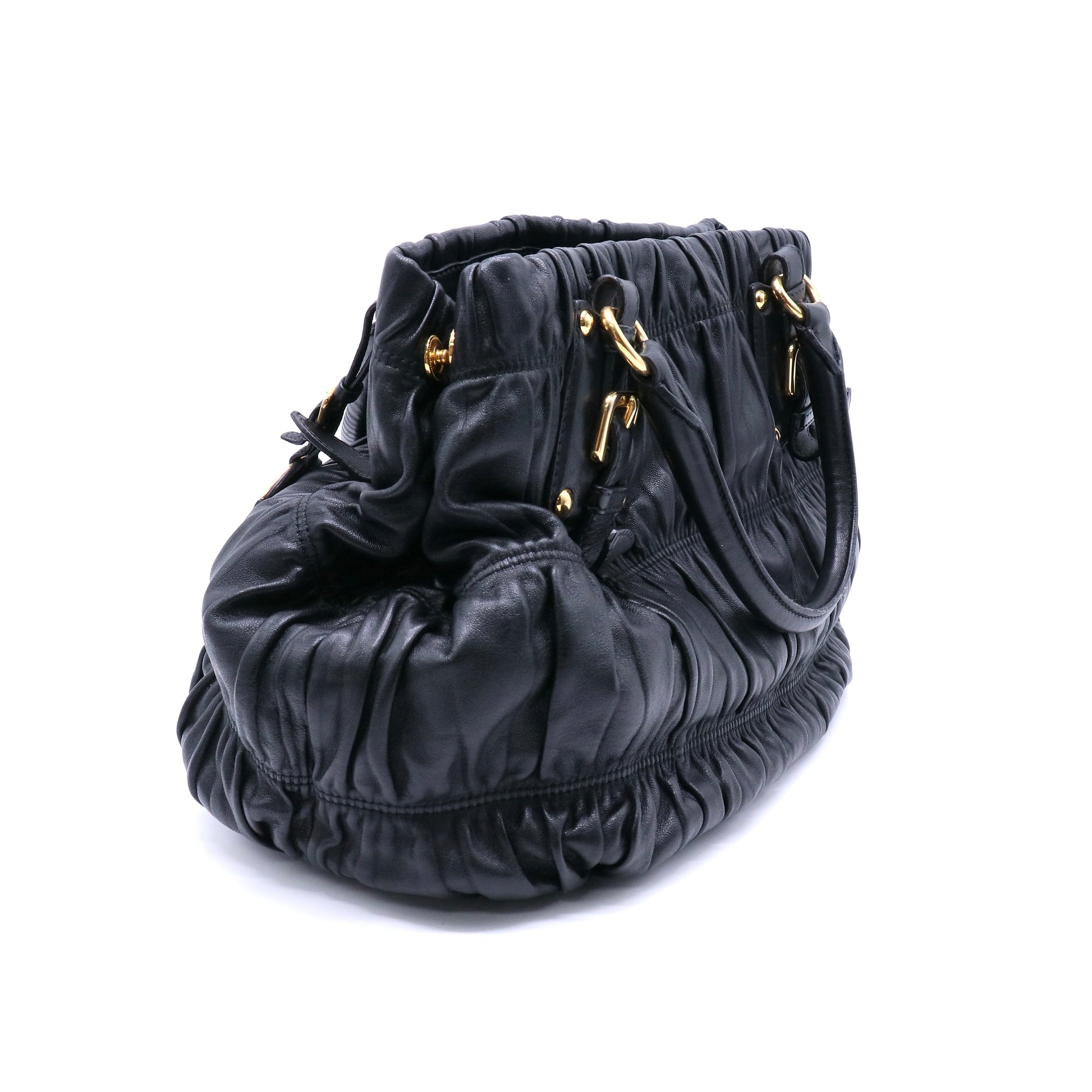 Prada Black Nappa Gauffre Leather Tote Bag  twins  LDJ4069