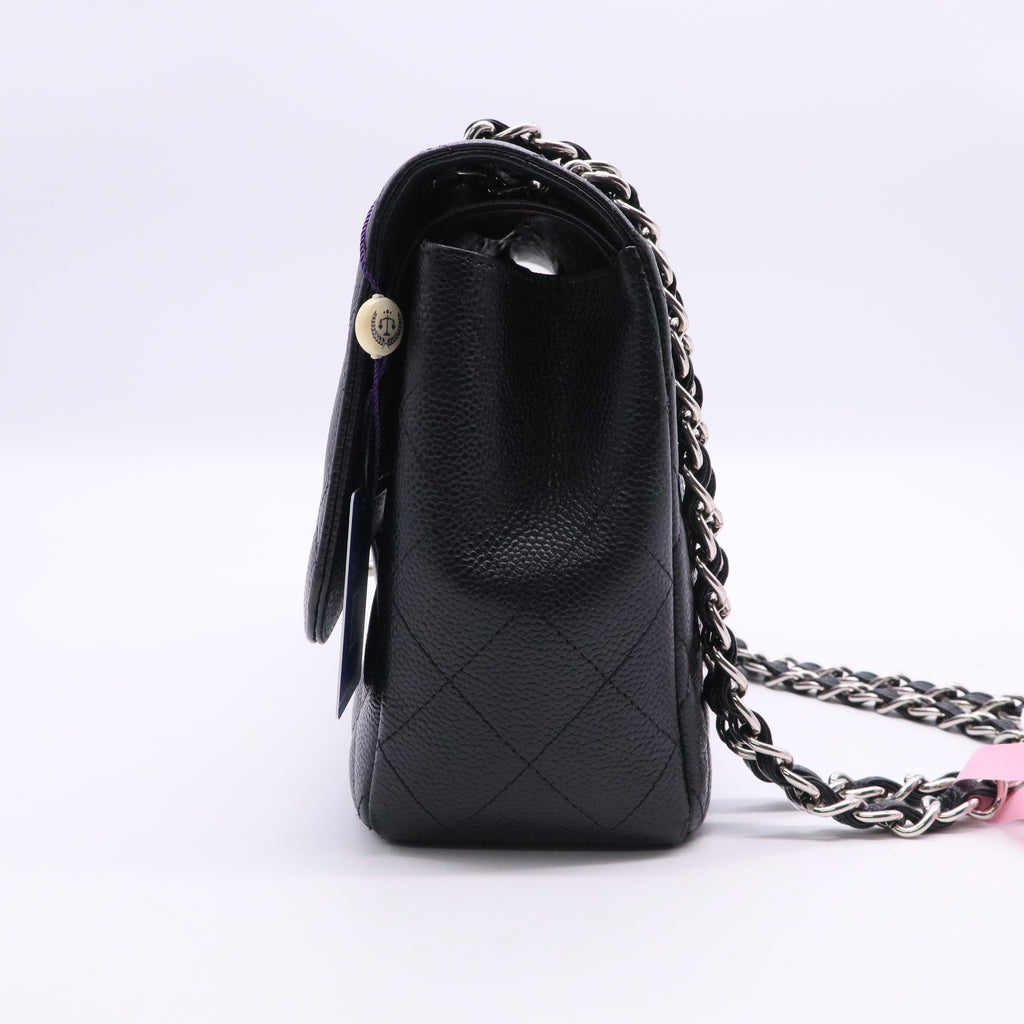 Chanel Caviar Quilted Jumbo Double Flap Black Silver hardware twins LDJ2725