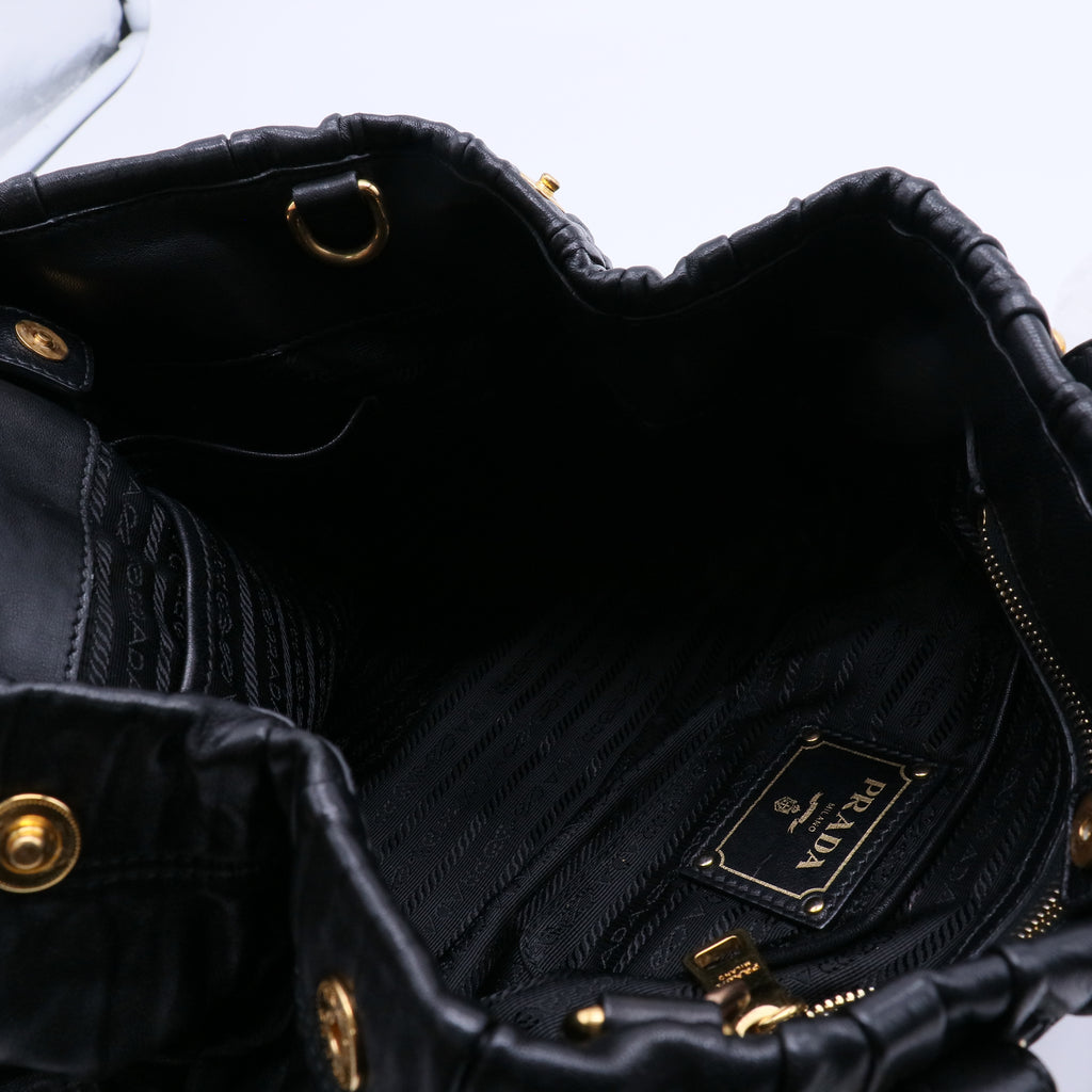 Prada Black Nappa Gauffre Leather Tote Bag  twins  LDJ4069
