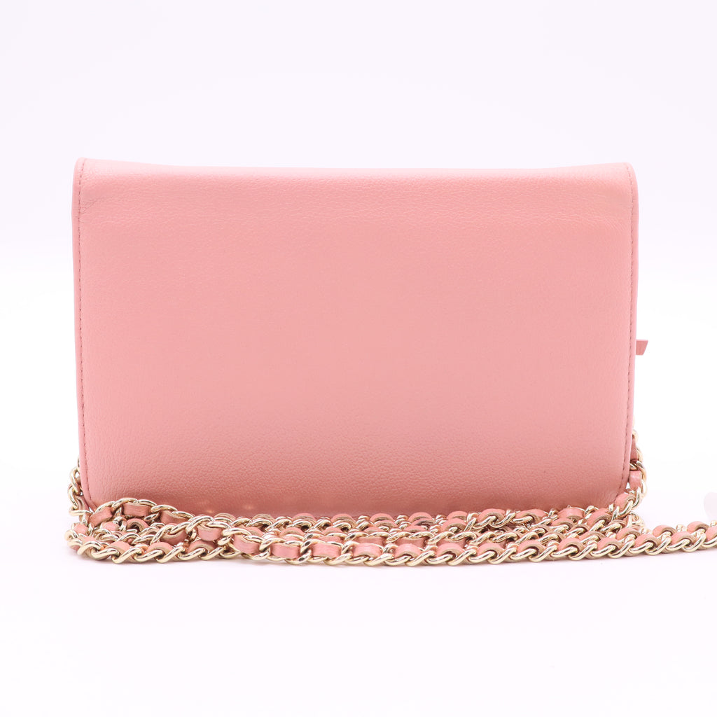 Calfskin Camellia Wallet on Chain