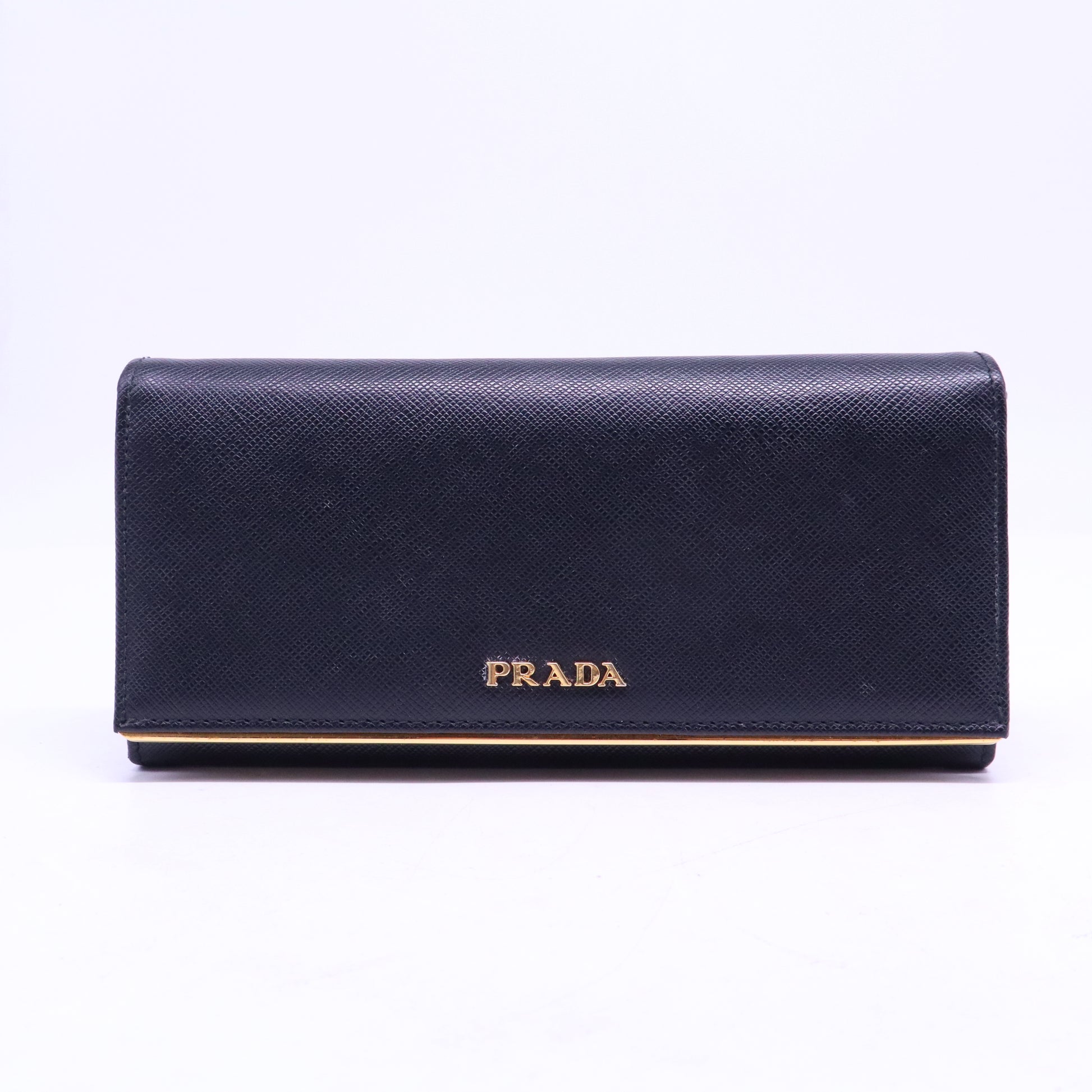 Saffiano Metal Bar Continental Flap Wallet Bluette W20734