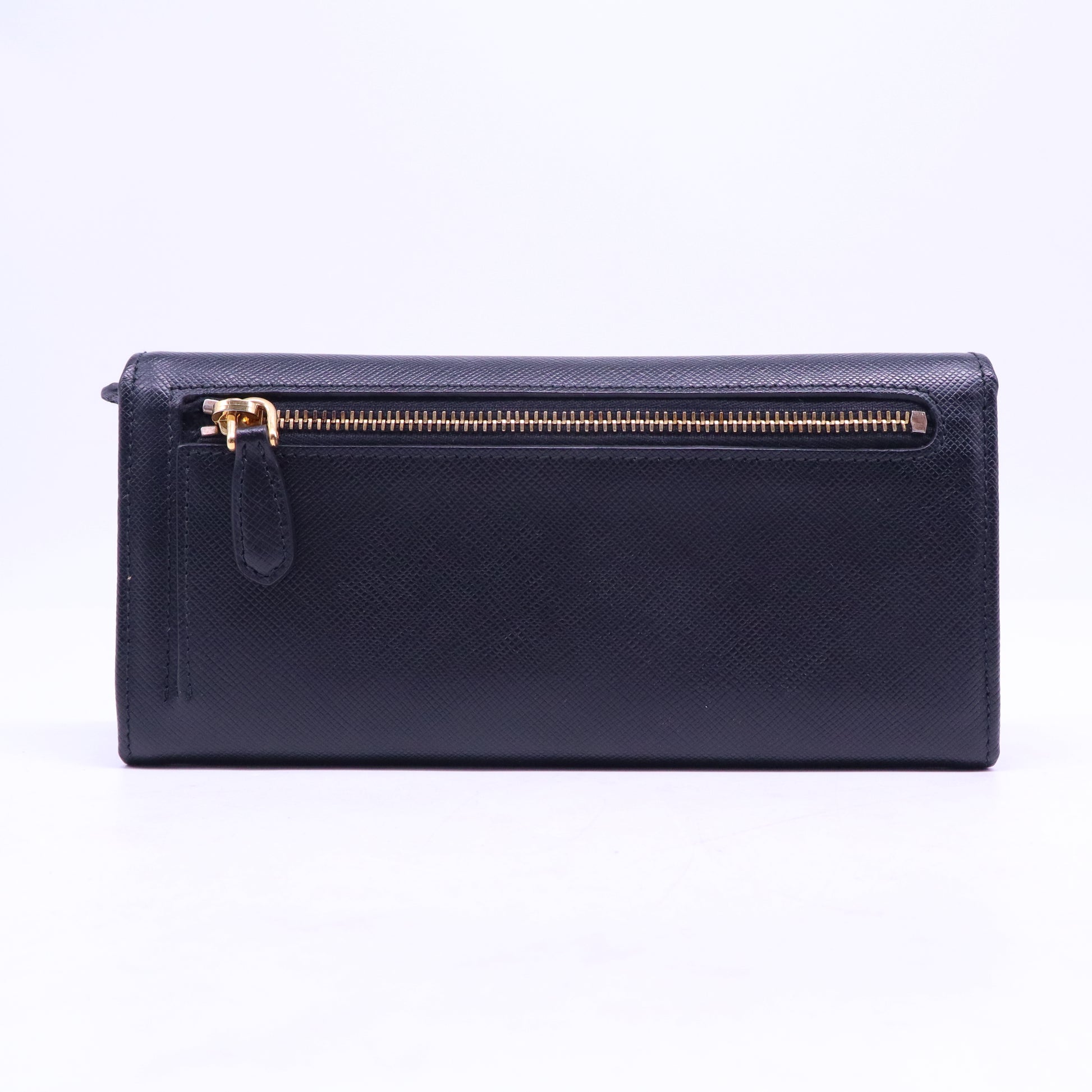 Saffiano Metal Bar Continental Flap Wallet Bluette W20734