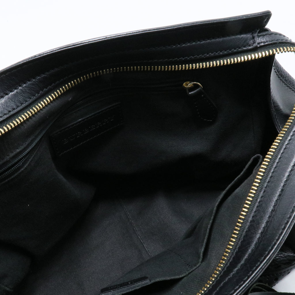Burberry Black Brogue Leather Tassel Satchel