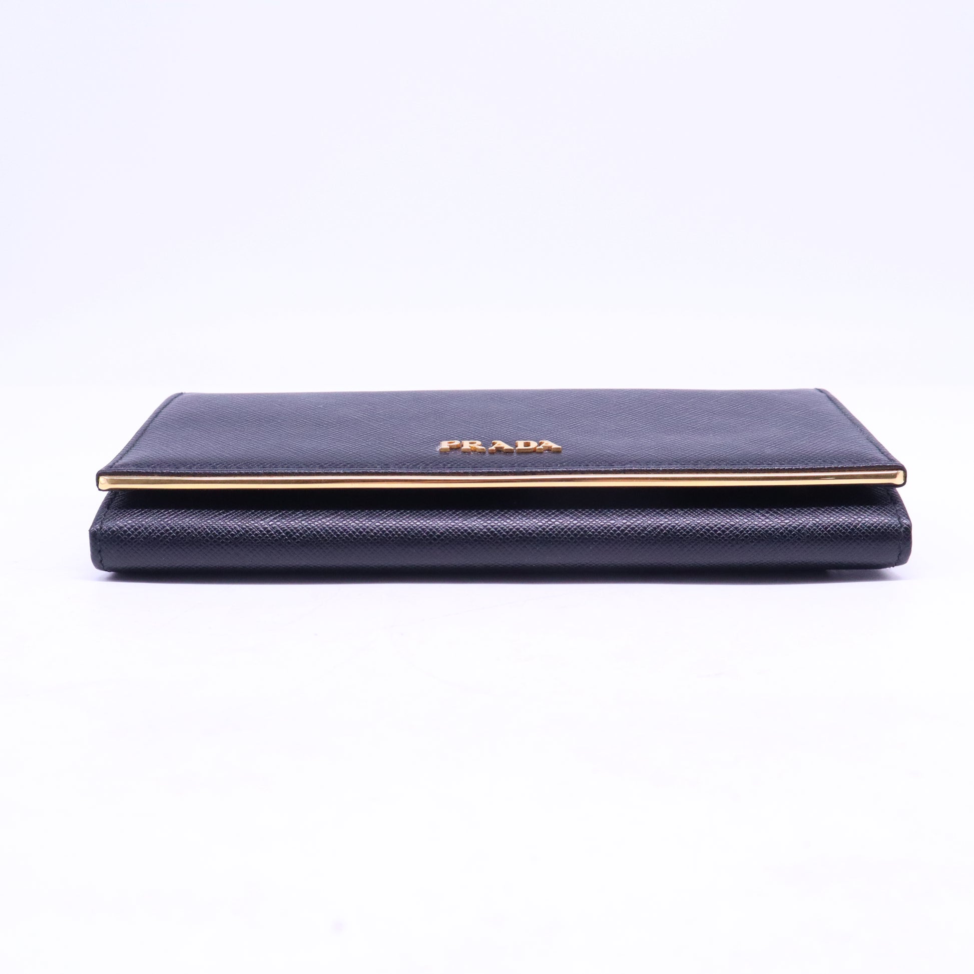 Saffiano Metal Bar Continental Flap Wallet Bluette W20734