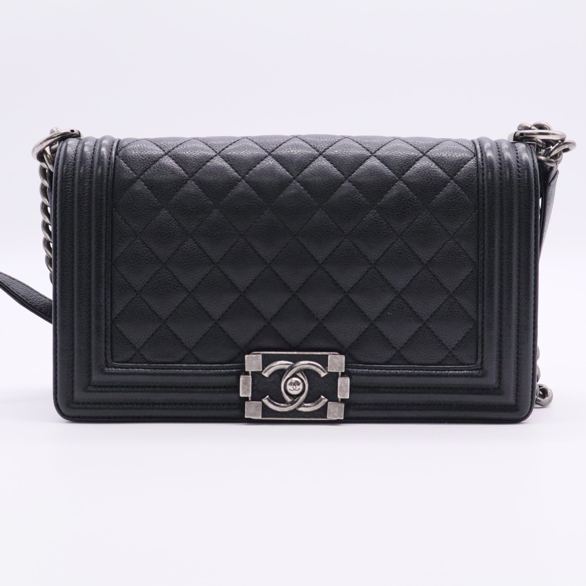 Chanel Boy Flap Bag Quilted Caviar Old Medium twins LDJ2728