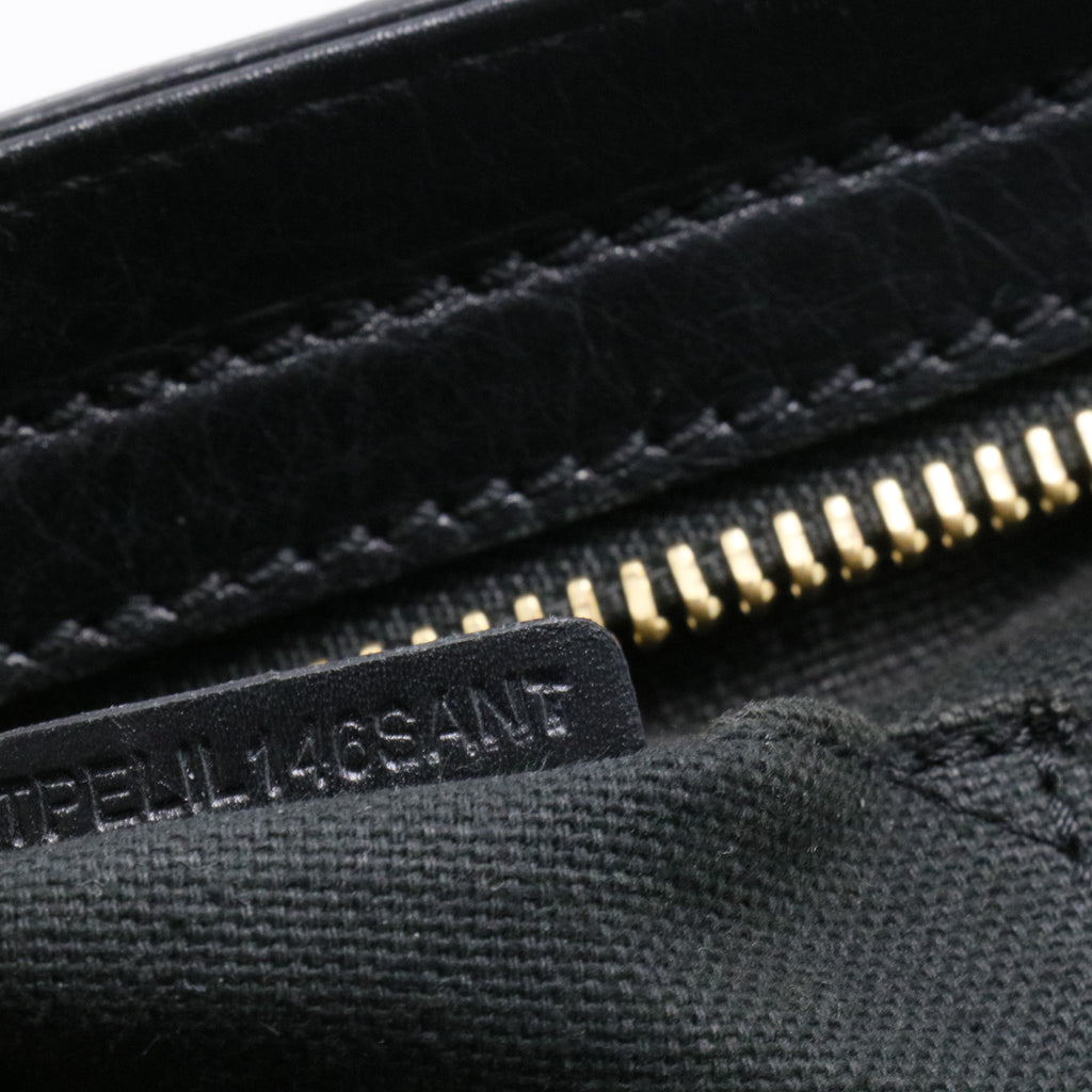 Burberry Black Brogue Leather Tassel Satchel