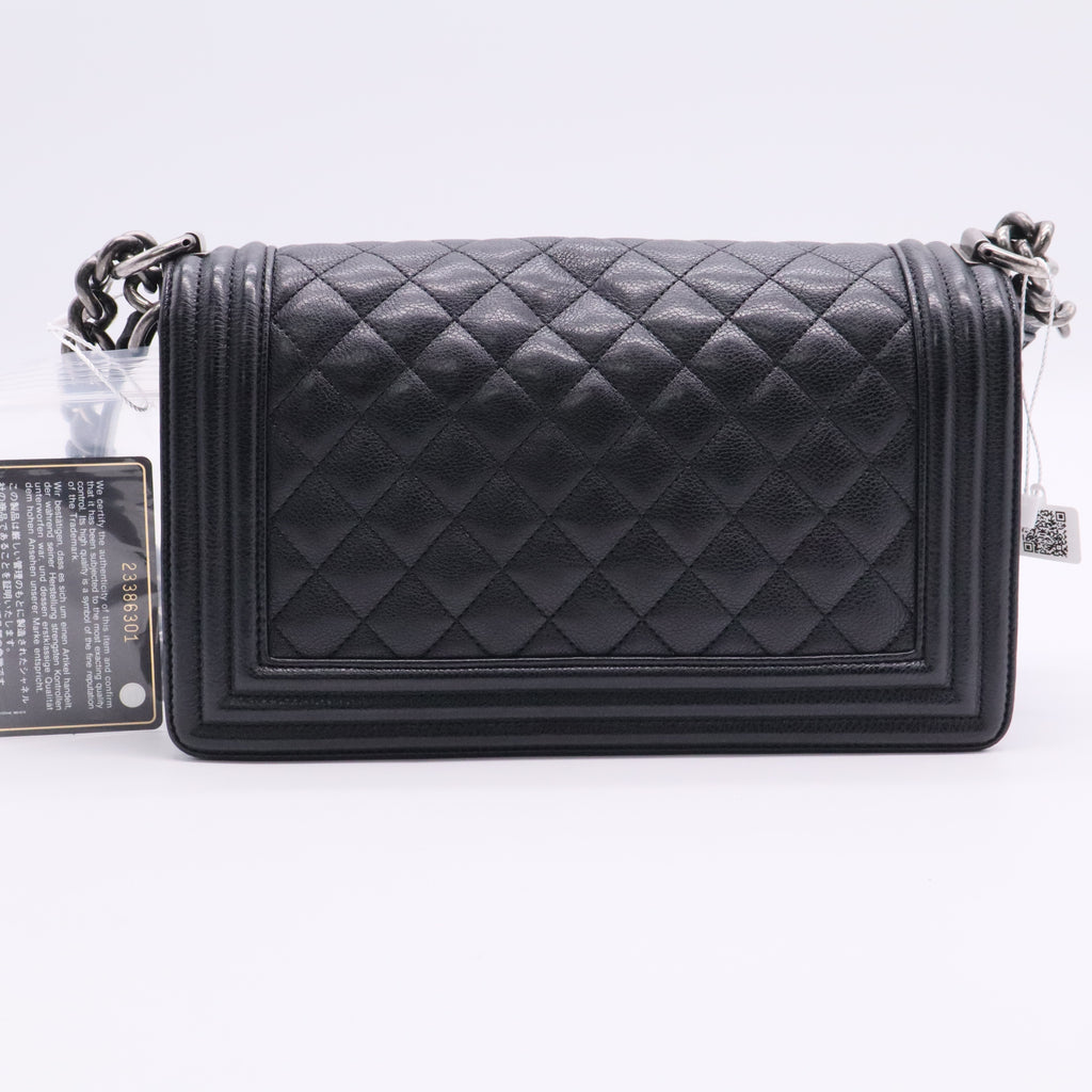 Chanel Boy Flap Bag Quilted Caviar Old Medium twins LDJ2728