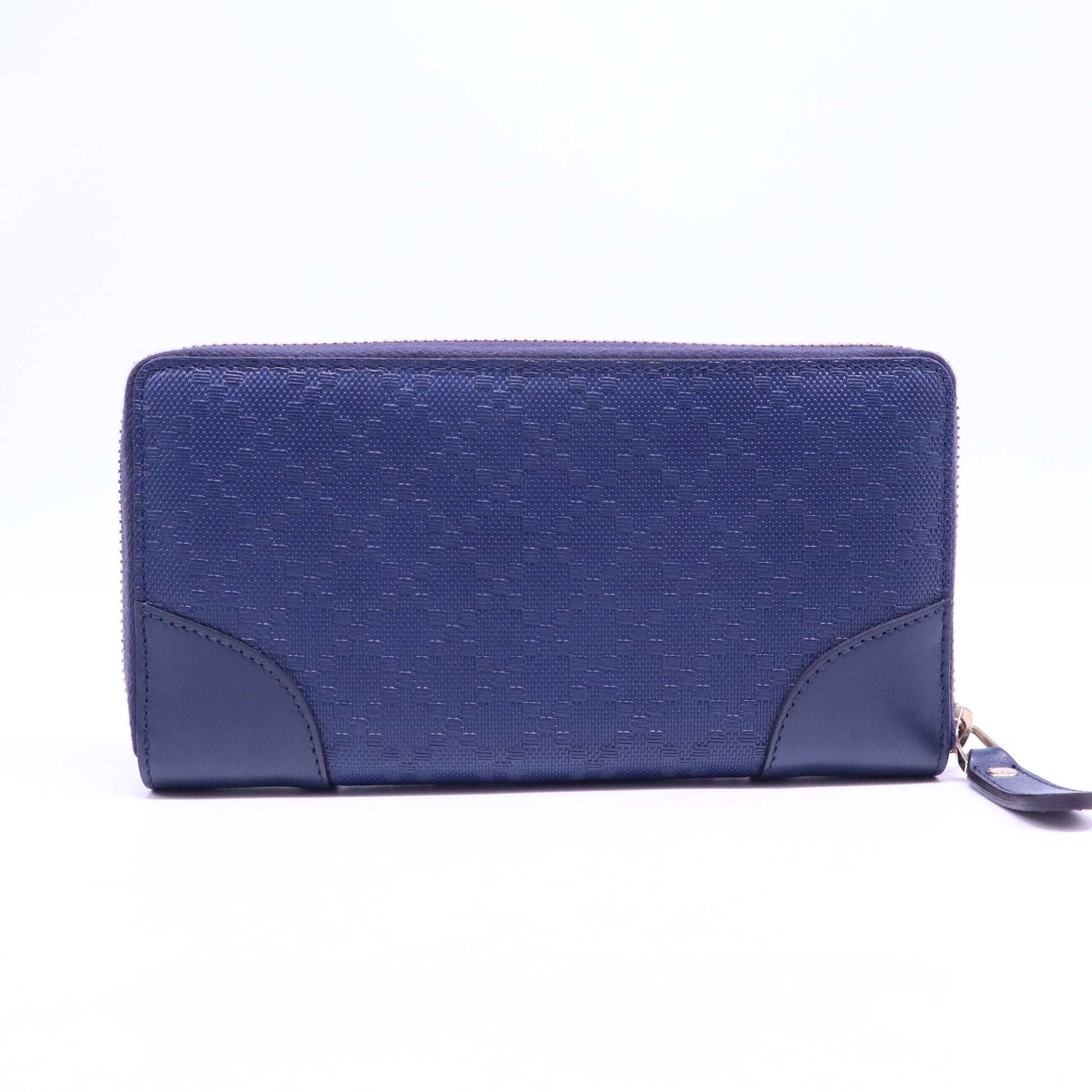 Navy Blue Diamante Leather Zip Around Wallet W20757