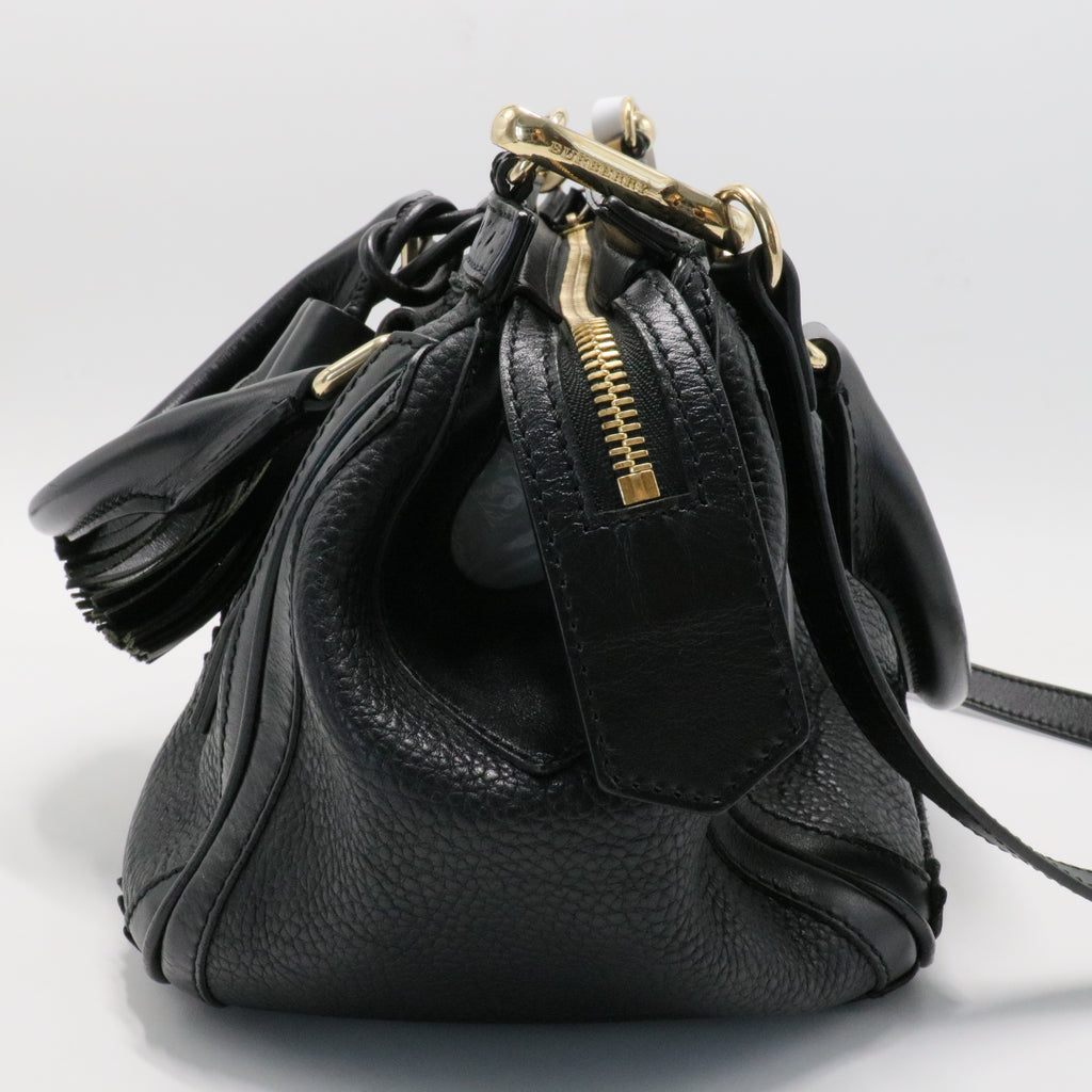 Burberry Black Brogue Leather Tassel Satchel