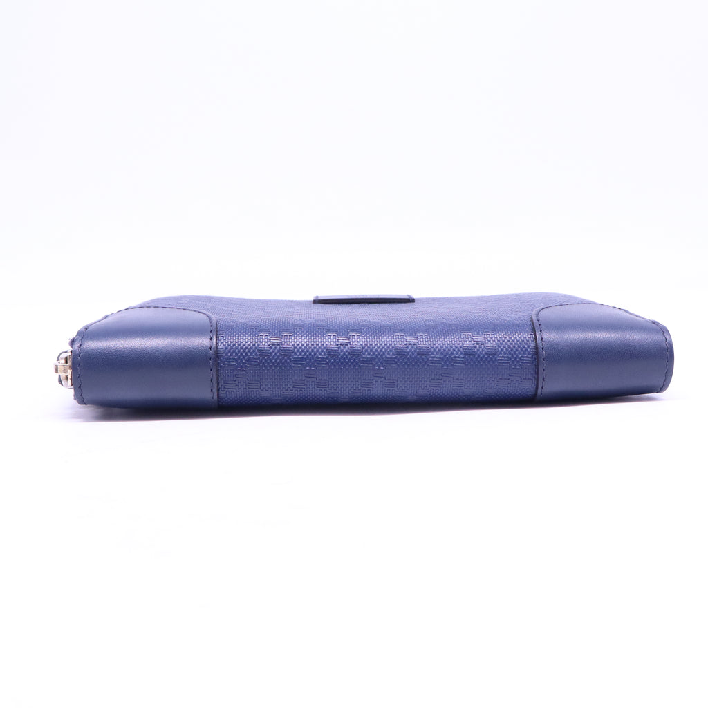 Navy Blue Diamante Leather Zip Around Wallet W20757