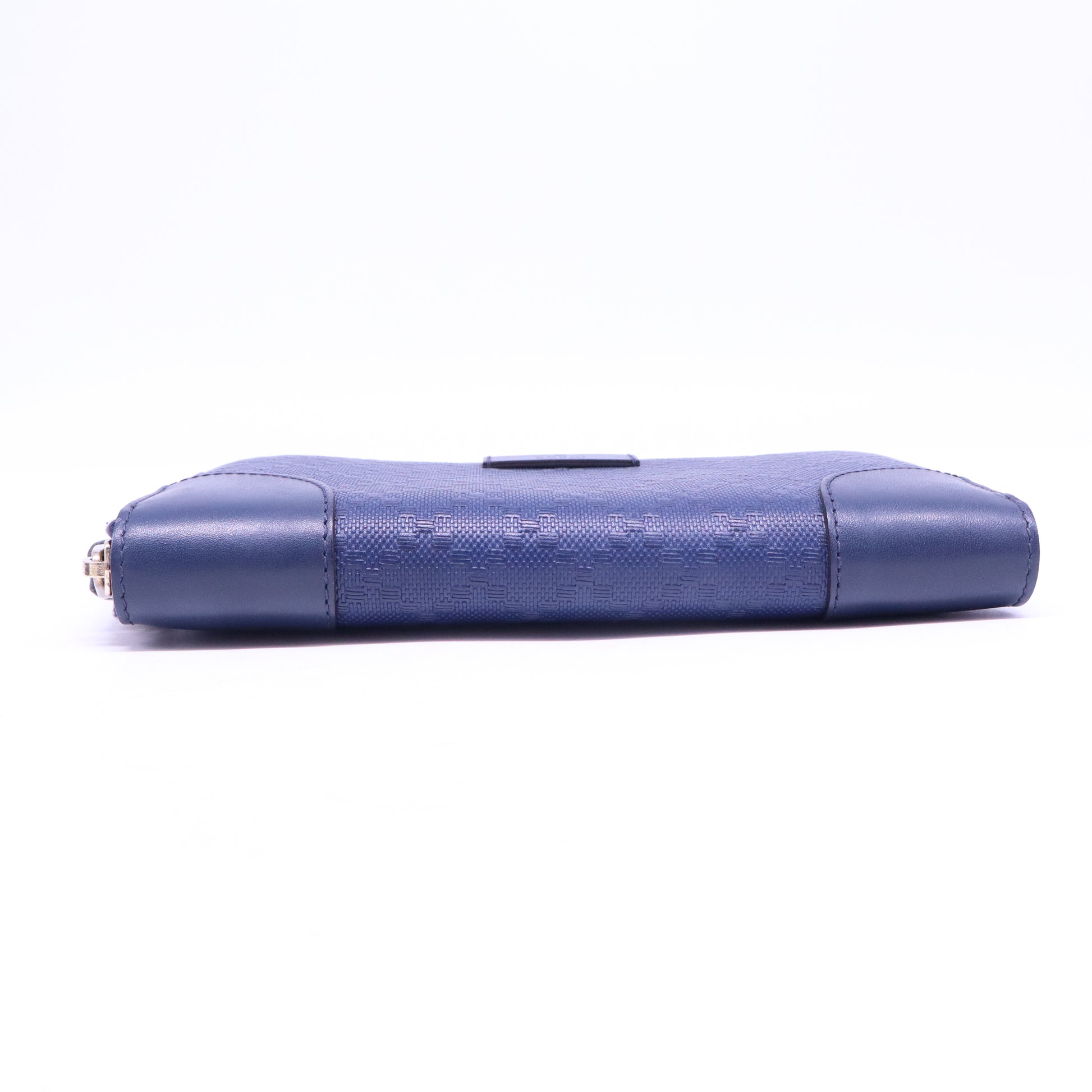 Navy Blue Diamante Leather Zip Around Wallet W20757
