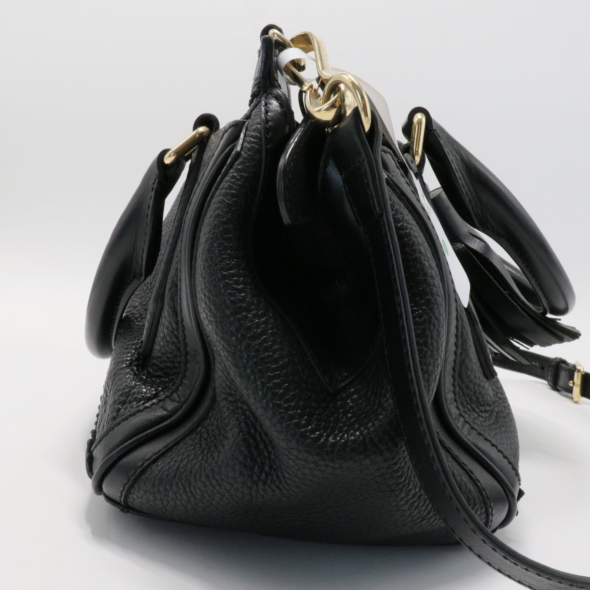 Burberry Black Brogue Leather Tassel Satchel