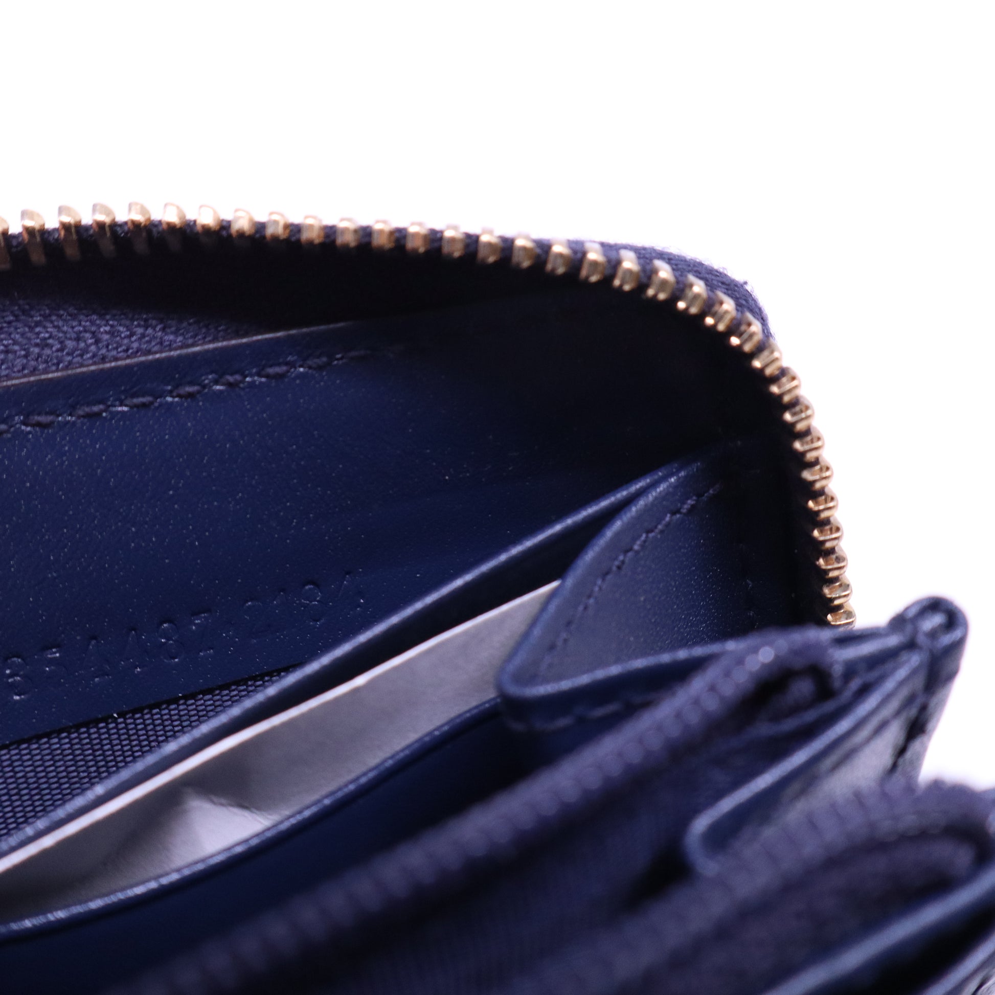 Navy Blue Diamante Leather Zip Around Wallet W20757
