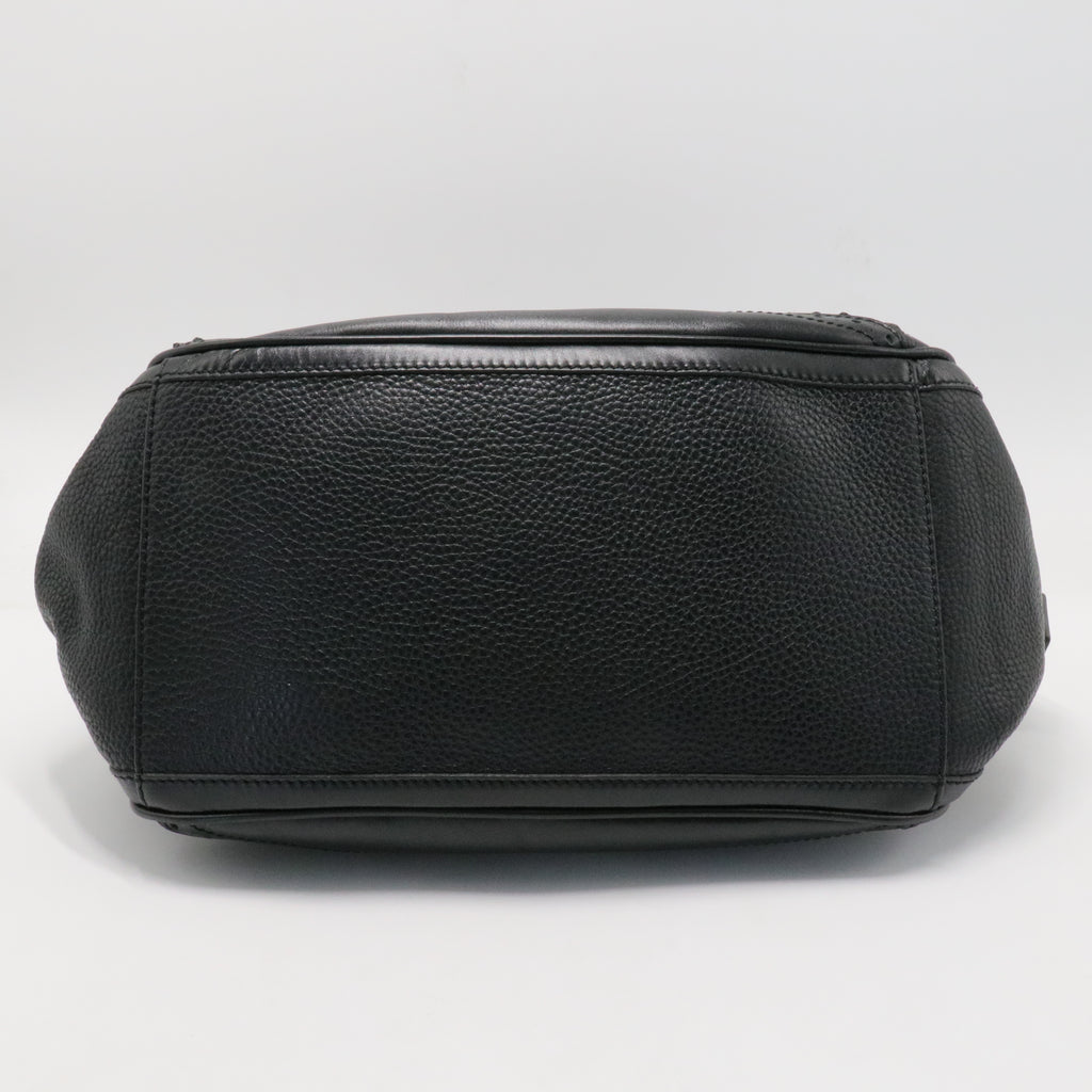 Burberry Black Brogue Leather Tassel Satchel