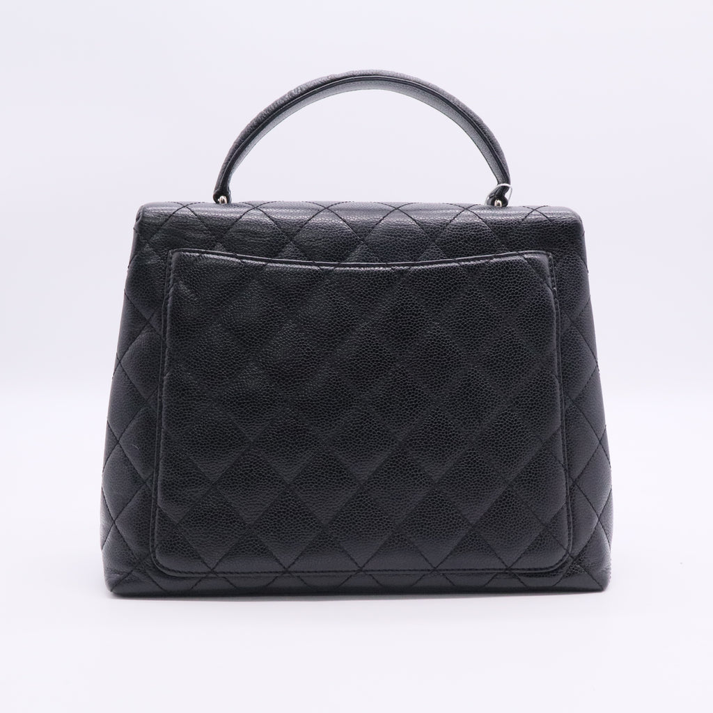 Chanel Black CC Quilted Caviar Kelly Top Handle Bag twins LDJ2727