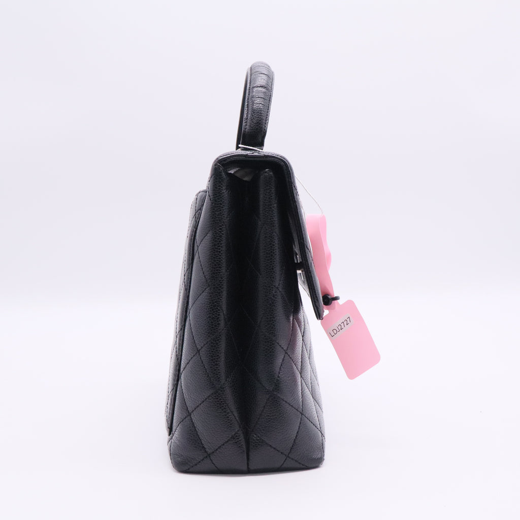Chanel Black CC Quilted Caviar Kelly Top Handle Bag twins LDJ2727