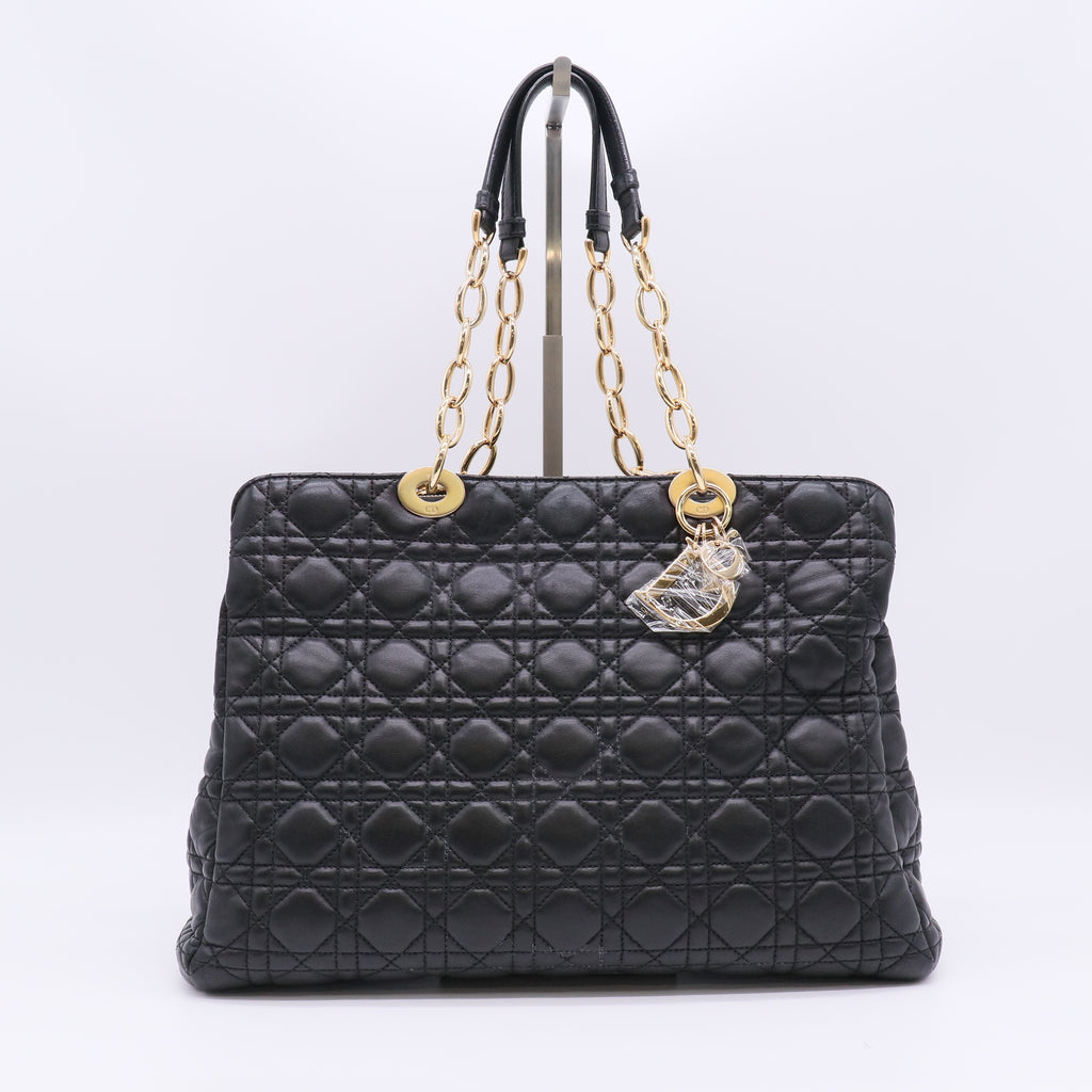 Dior Black Cannage Leather Large Soft Lady Dior Tote Twins LDJ4949