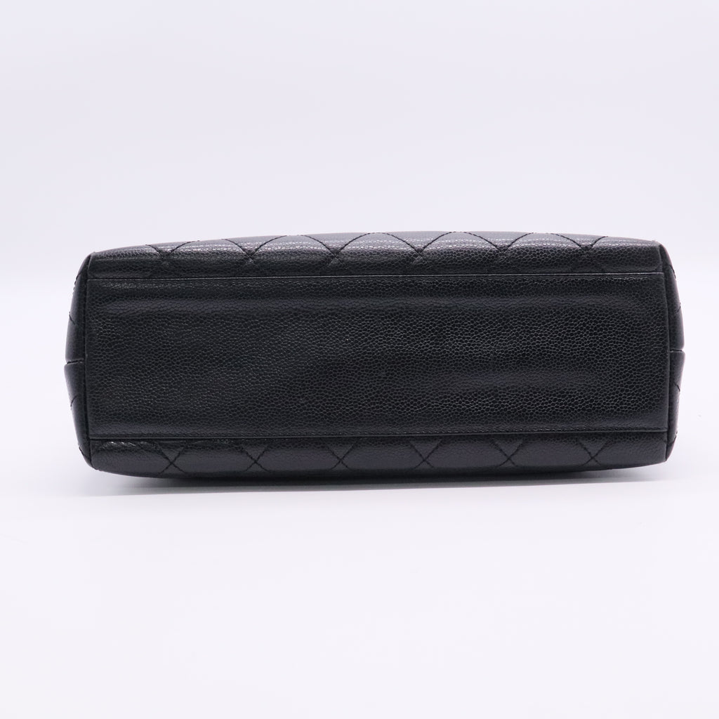 Chanel Black CC Quilted Caviar Kelly Top Handle Bag twins LDJ2727