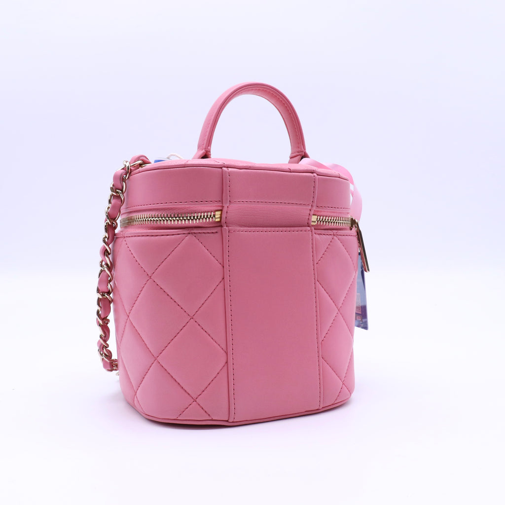 Chanel Lambskin Quilted Vanity Case with Handle twins B21853
