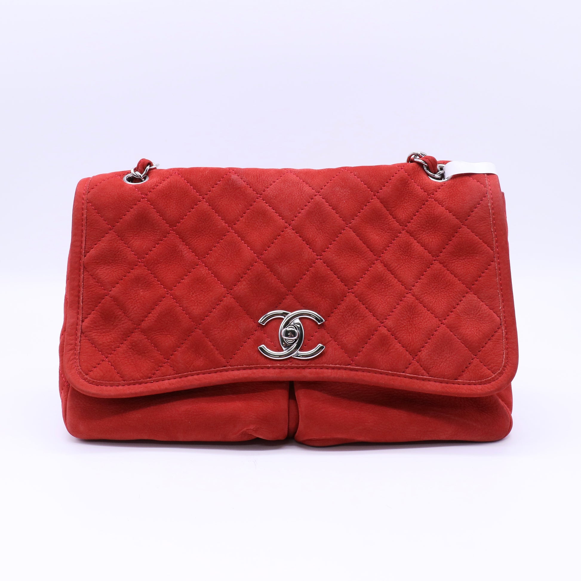 Chanel Natural Beauty Split Pocket Flap Bag Quilted Nubuck Large twins B21968