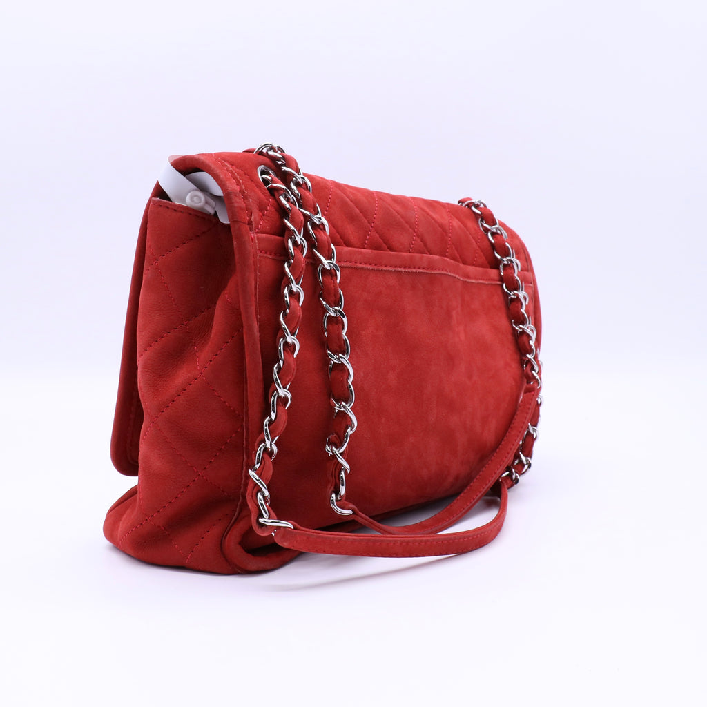 Chanel Natural Beauty Split Pocket Flap Bag Quilted Nubuck Large twins B21968