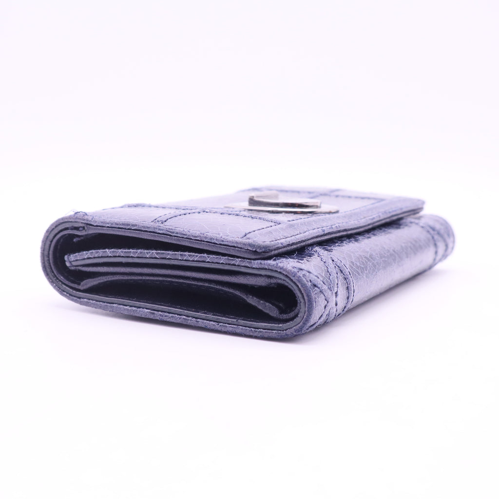 Crinkled Leather Diorama Trifold Wallet
