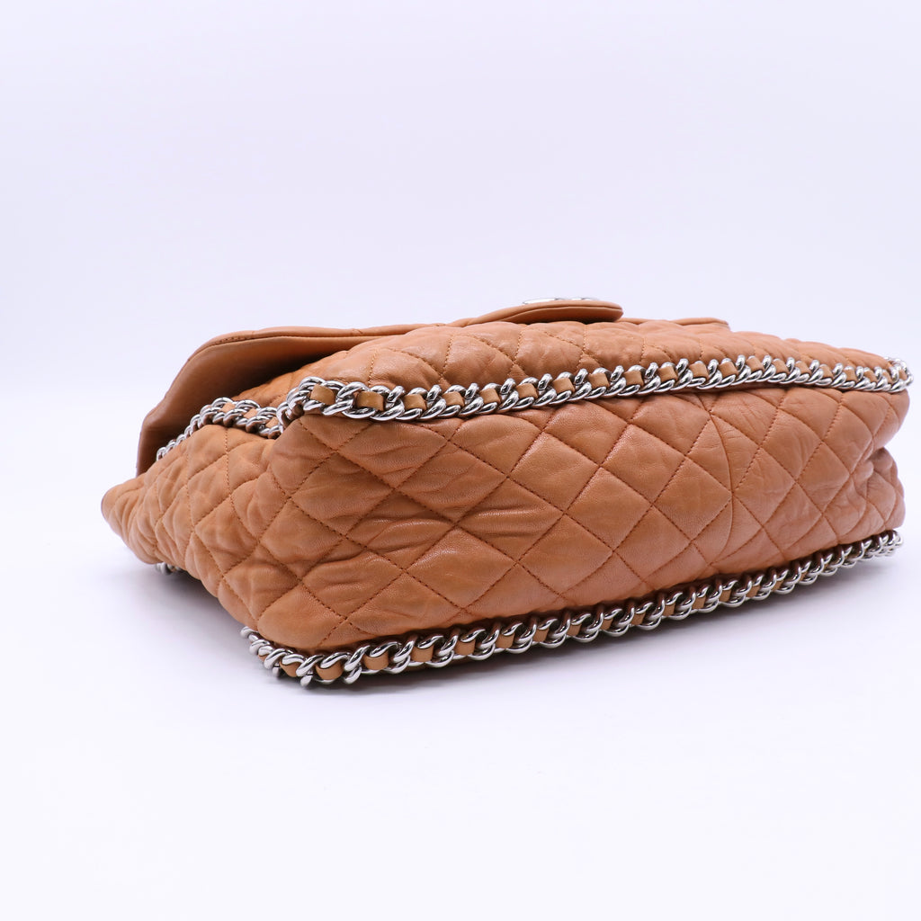Chain Around Flap Bag Quilted Leather Maxi Twins B21786