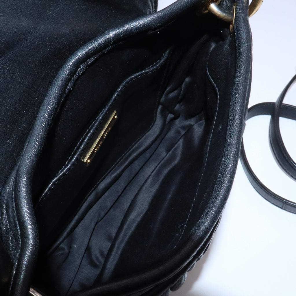Miu Miu Black Matelasse Nappa Leather Small Coffer Hobo Bag twins B20610
