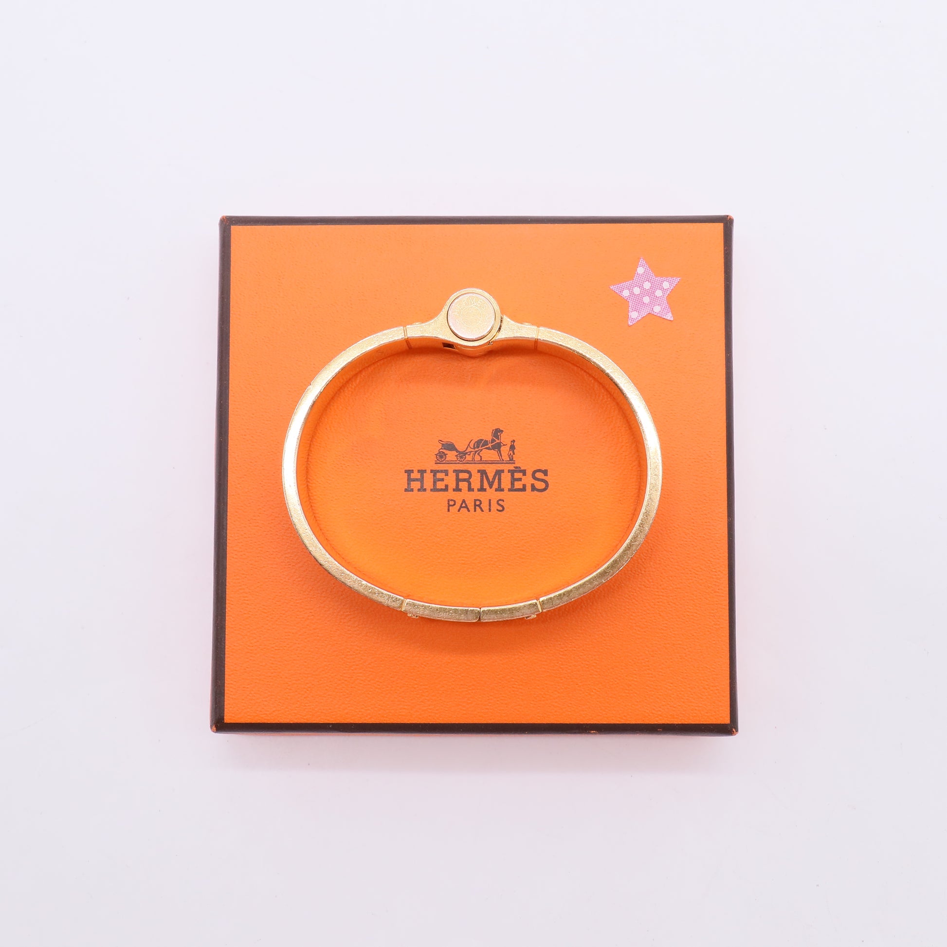 Hermes Enamel Charniere Uni Narrow Hinged Bracelet Rose Candeur twins W23029