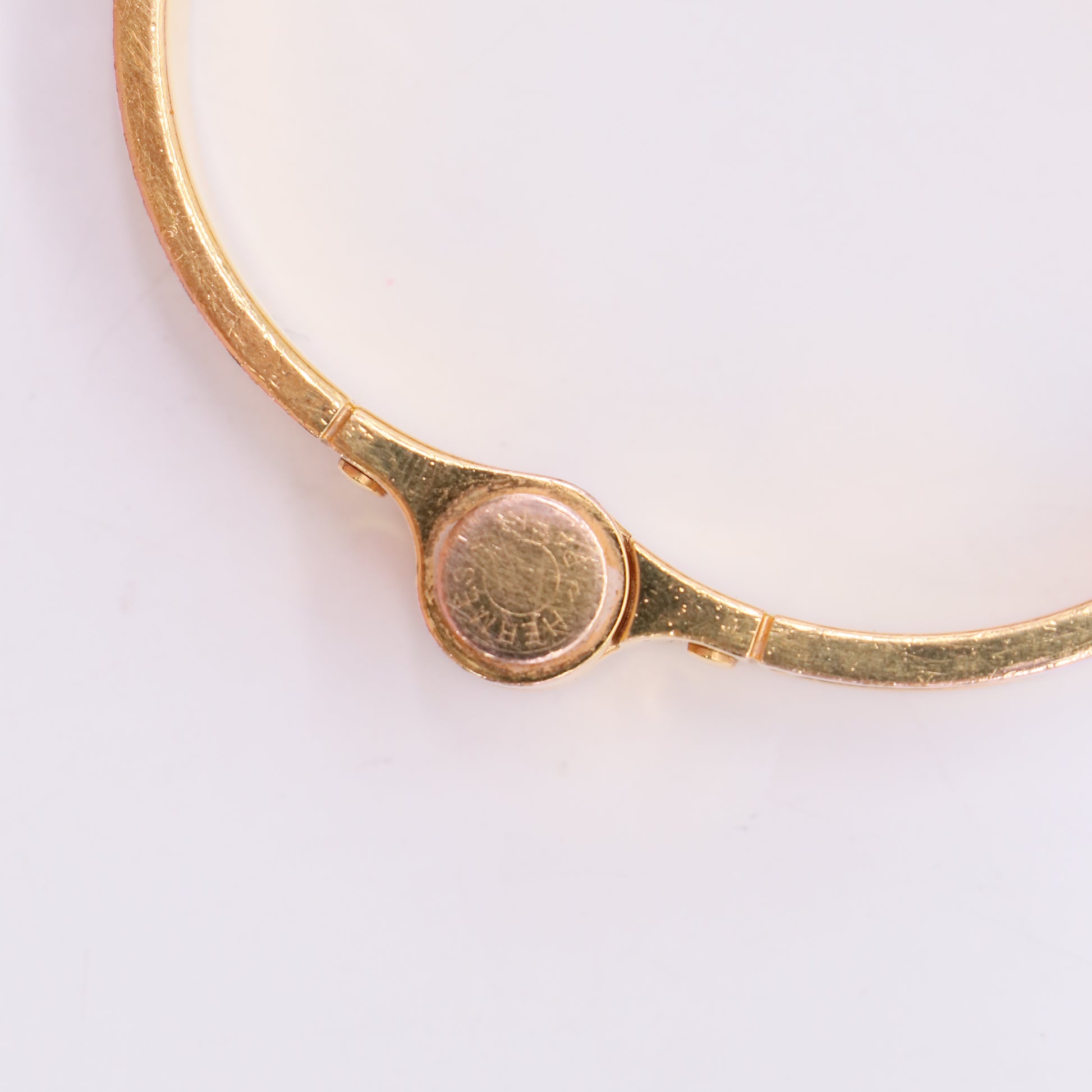 Hermes Enamel Charniere Uni Narrow Hinged Bracelet Rose Candeur twins W23029