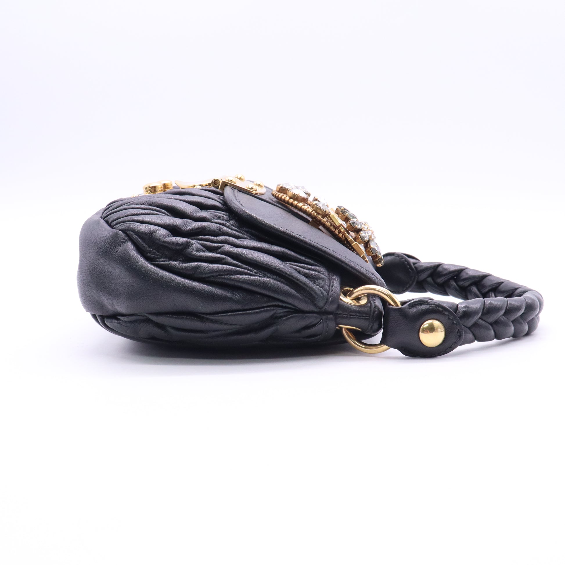 Miu Miu Black Matelasse Nappa Leather Small Coffer Hobo Bag twins B20610
