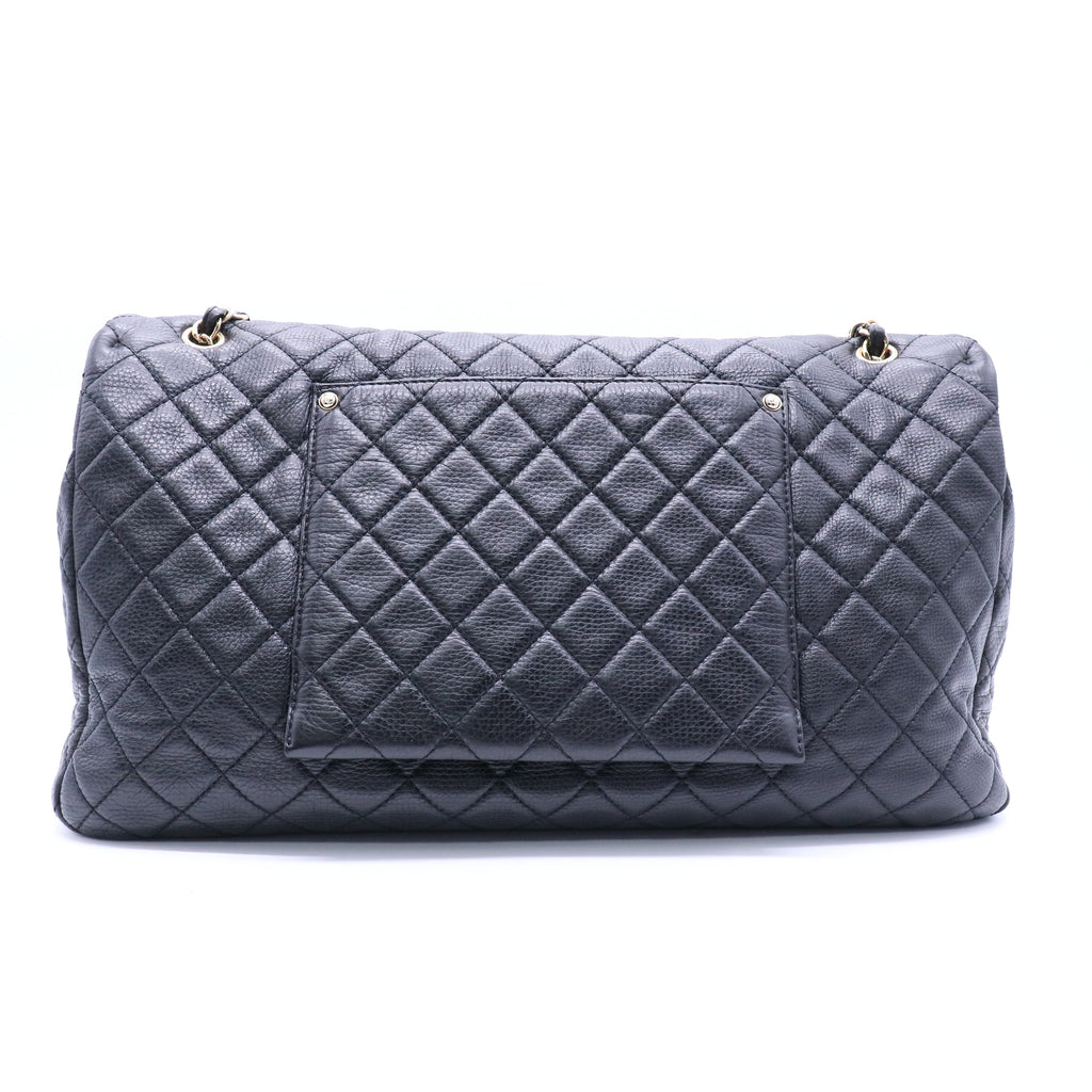 Chanel Calfskin Quilted XXL Travel Flap Bag Black twins
