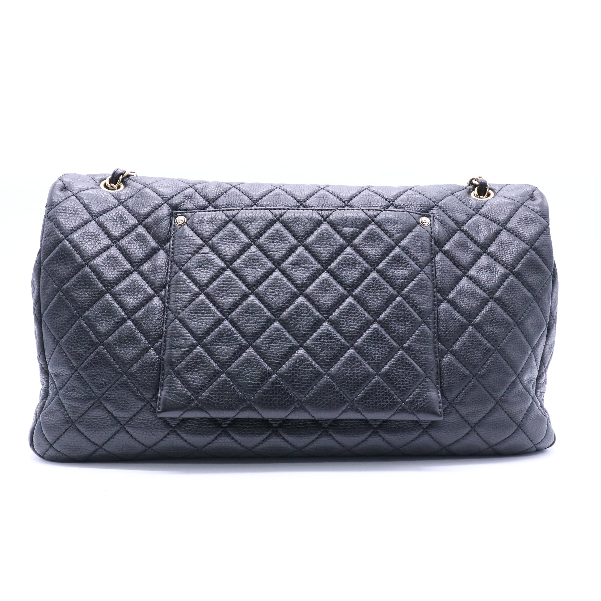 Chanel Calfskin Quilted XXL Travel Flap Bag Black twins