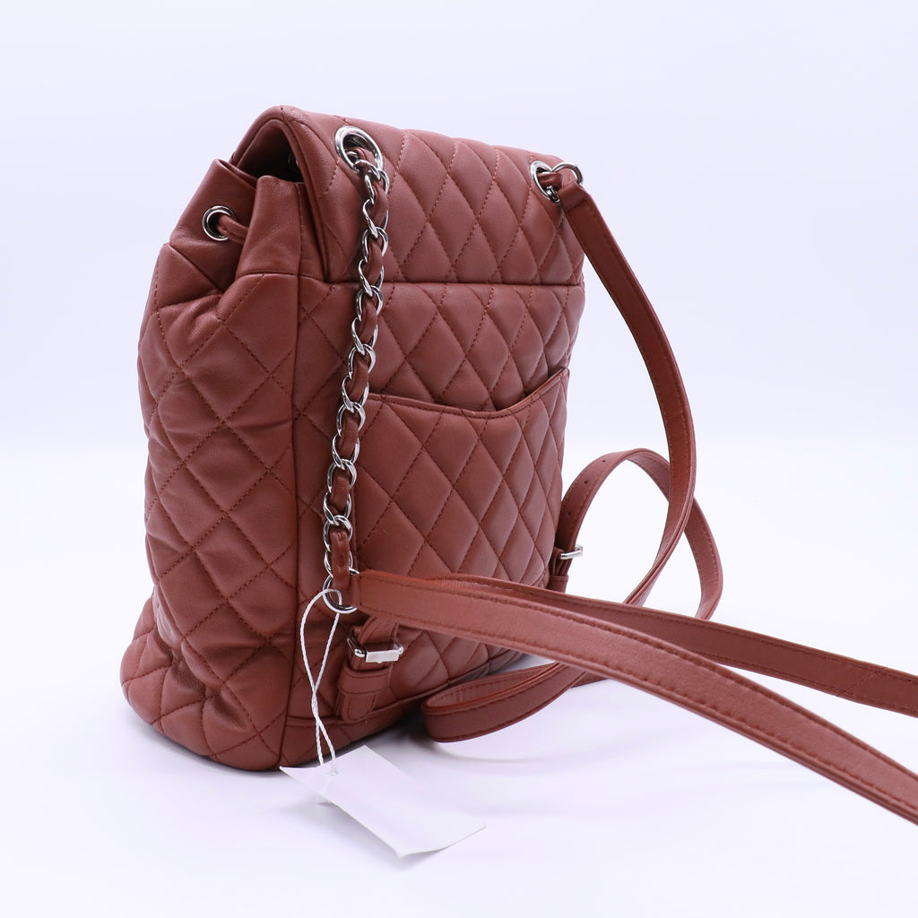 Chanel Lambskin Quilted Small Urban Spirit Backpack Brown twins LDJ4080