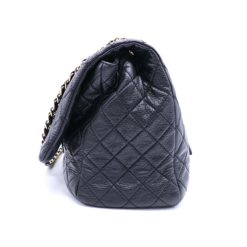 Chanel Calfskin Quilted XXL Travel Flap Bag Black twins