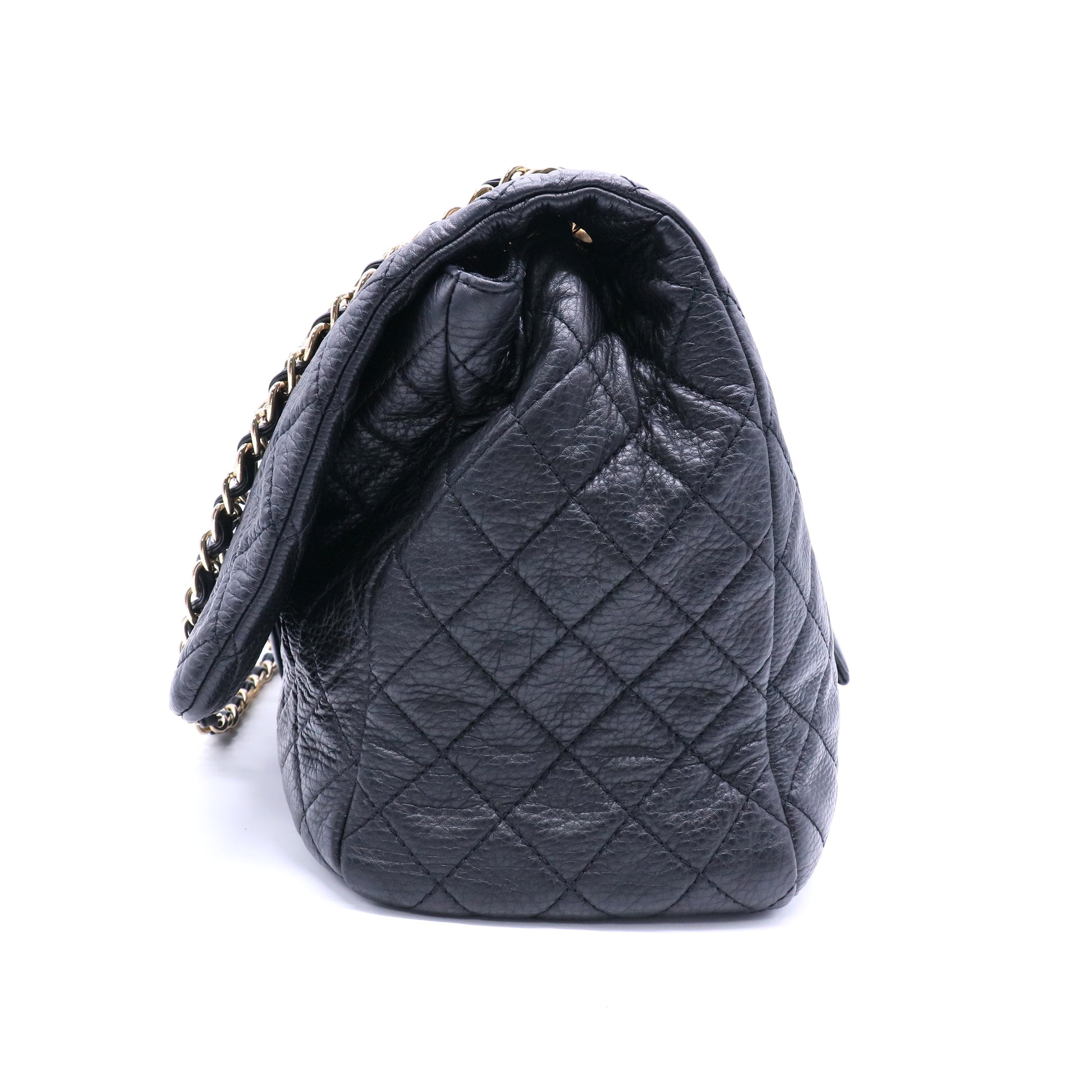 Chanel Calfskin Quilted XXL Travel Flap Bag Black twins