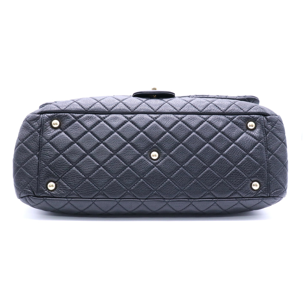 Chanel Calfskin Quilted XXL Travel Flap Bag Black twins