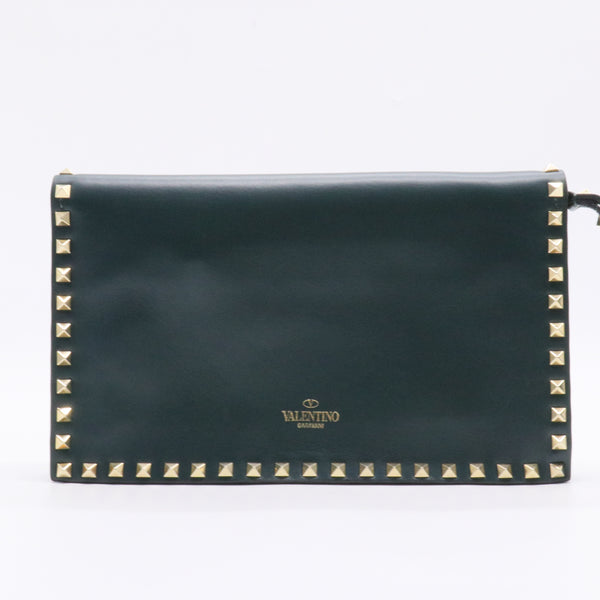 Rockstud Flap Clutch Leather