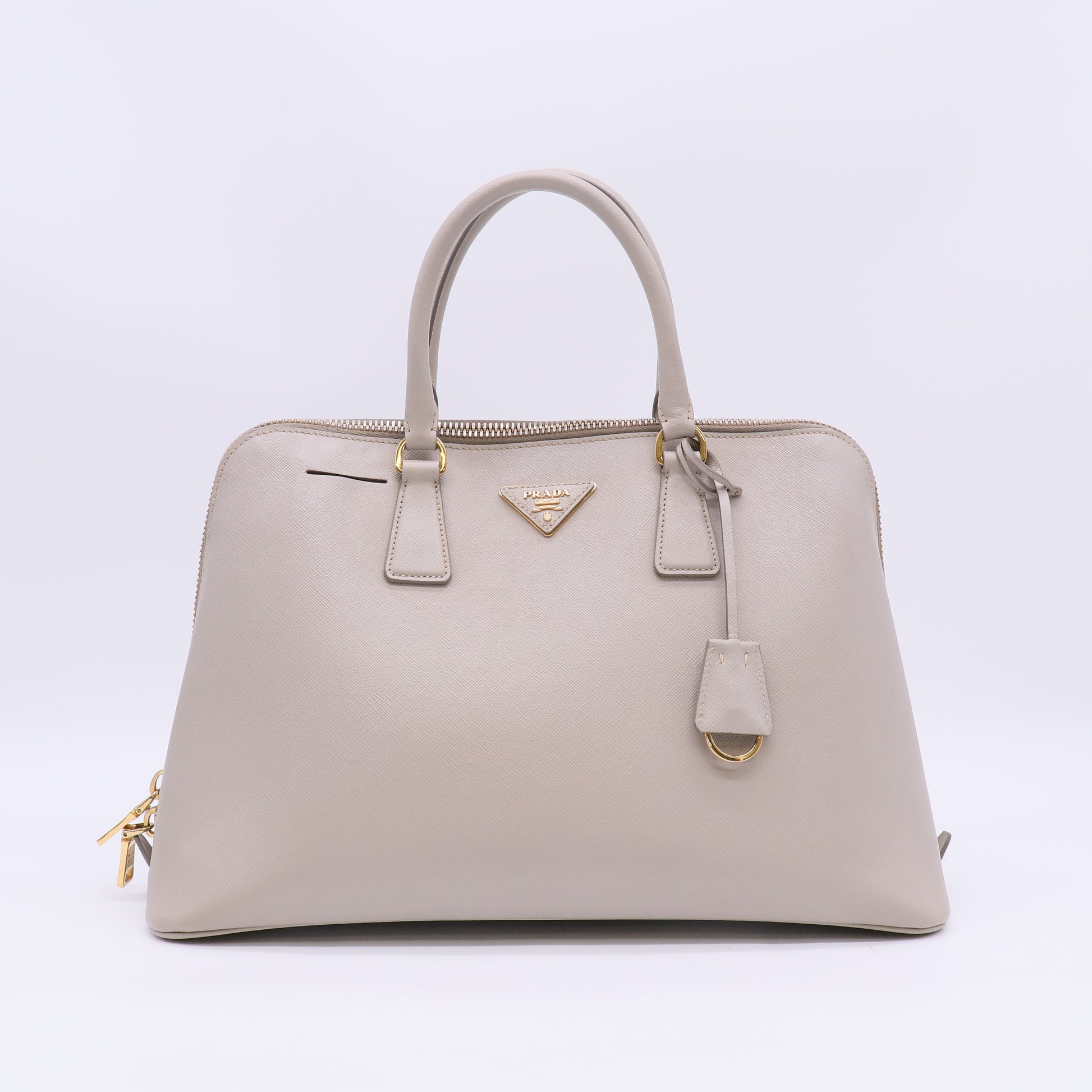 Grey Saffiano Vernice Leather Large Promenade Bag B23578