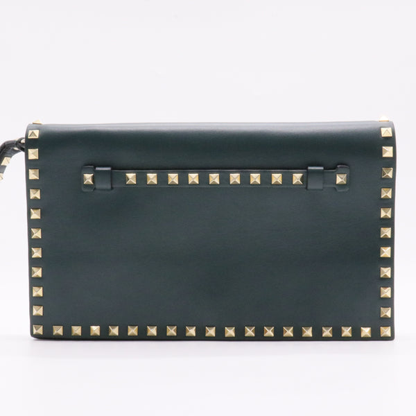 Rockstud Flap Clutch Leather