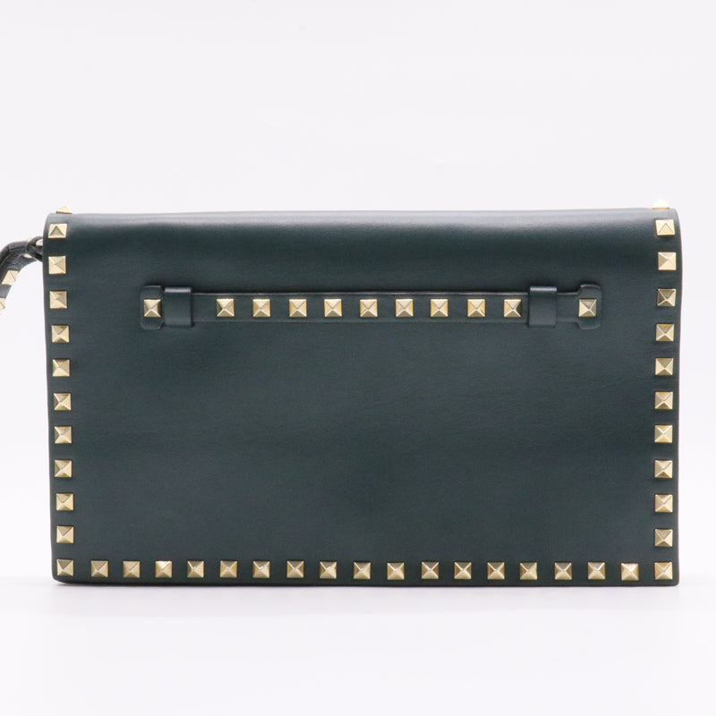 Rockstud Flap Clutch Leather