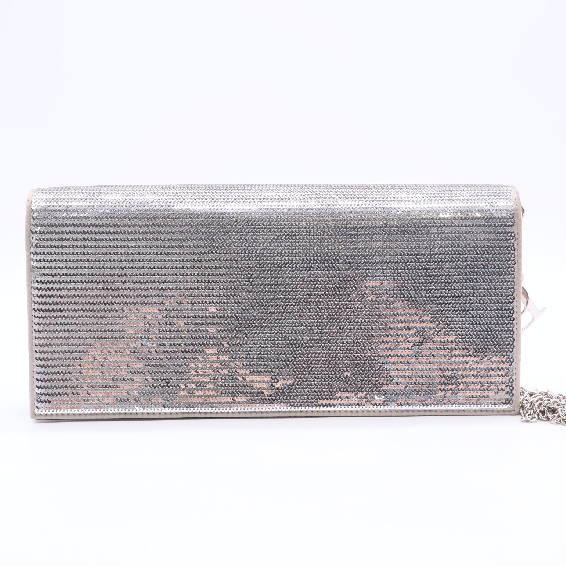 Metallic Lady Dior Croisiere Chain Clutch Silver Gisel