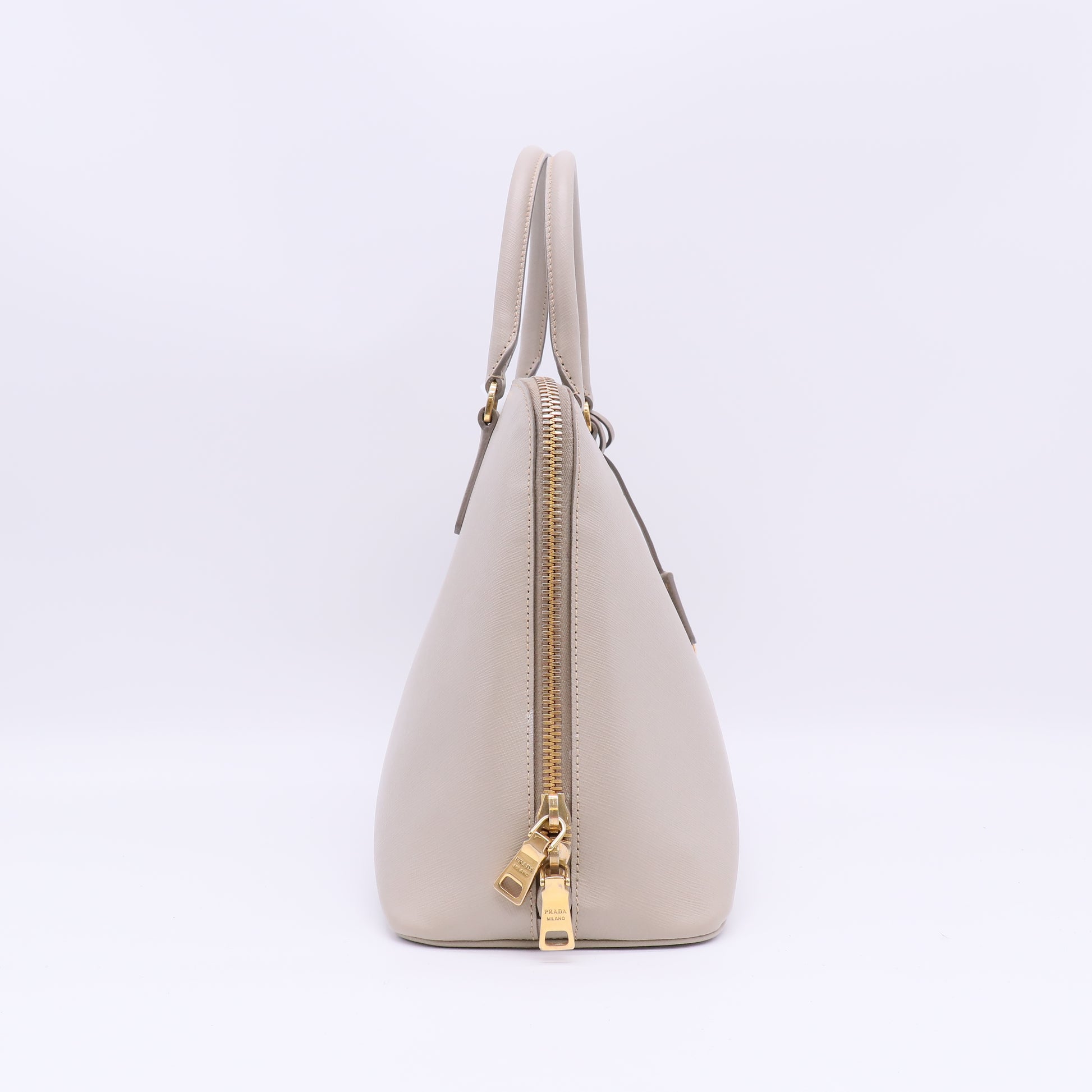 Grey Saffiano Vernice Leather Large Promenade Bag B23578
