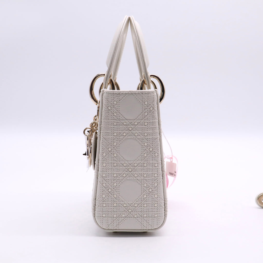 Satin Crystal Cannage Mini Lady Dior White twins LDJ2735