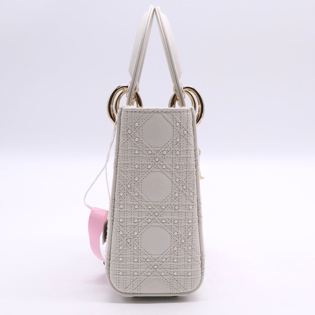 Satin Crystal Cannage Mini Lady Dior White twins LDJ2735