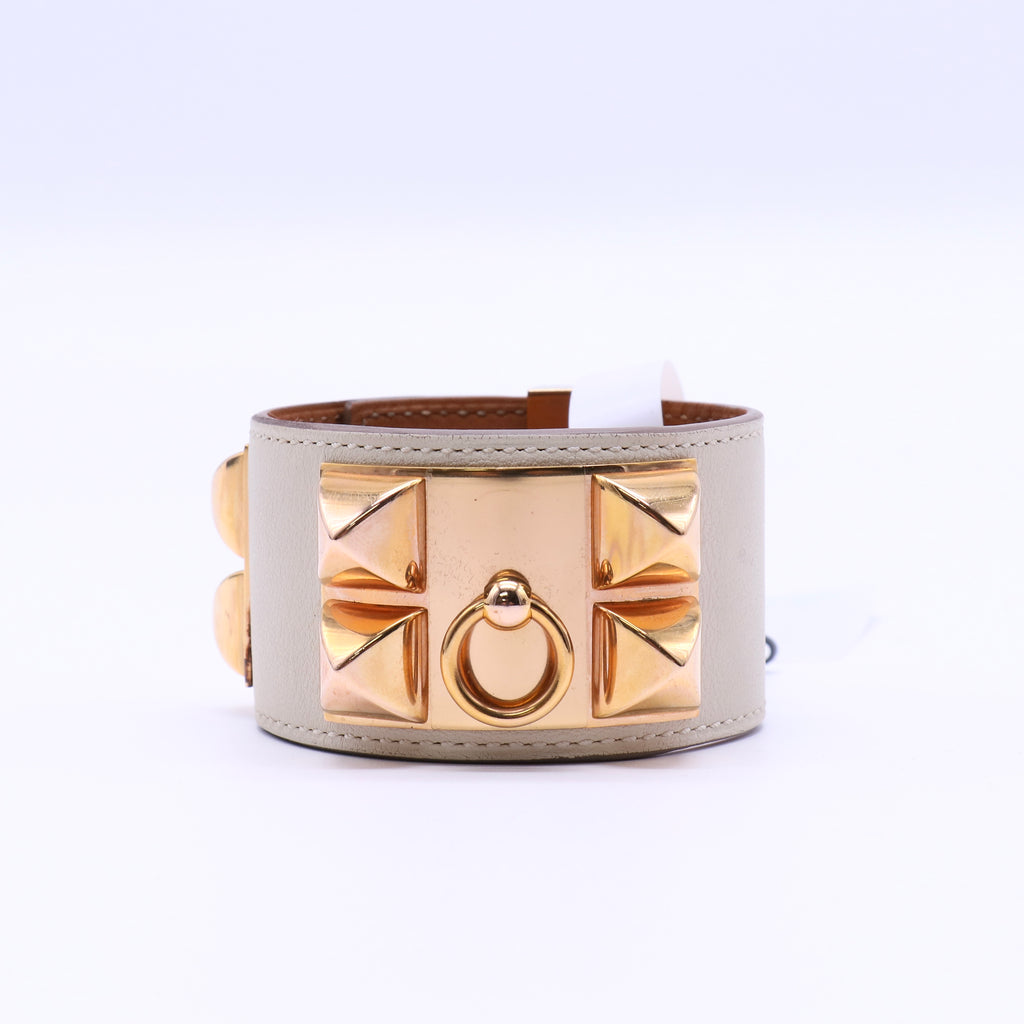 Hermes Swift Collier de Chien CDC Bracelet T1 Craie twins W21441
