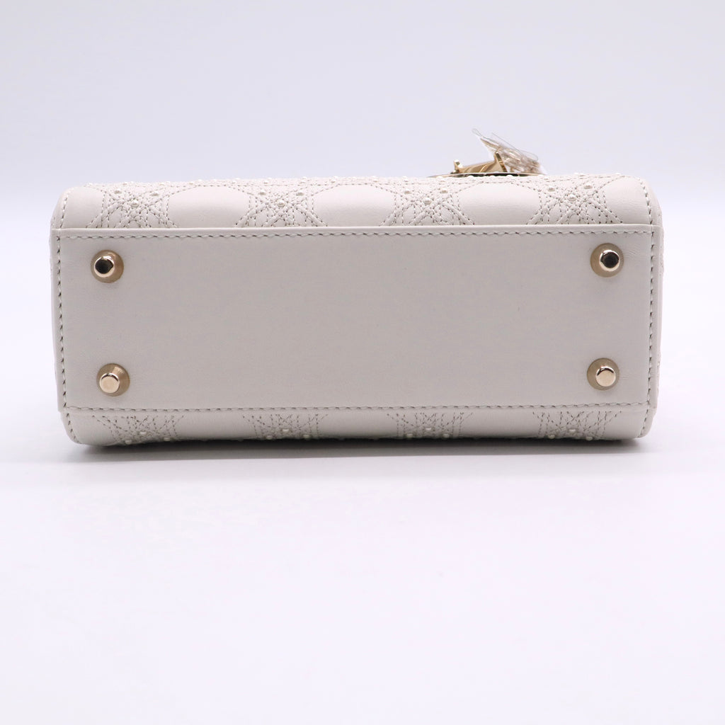 Satin Crystal Cannage Mini Lady Dior White twins LDJ2735