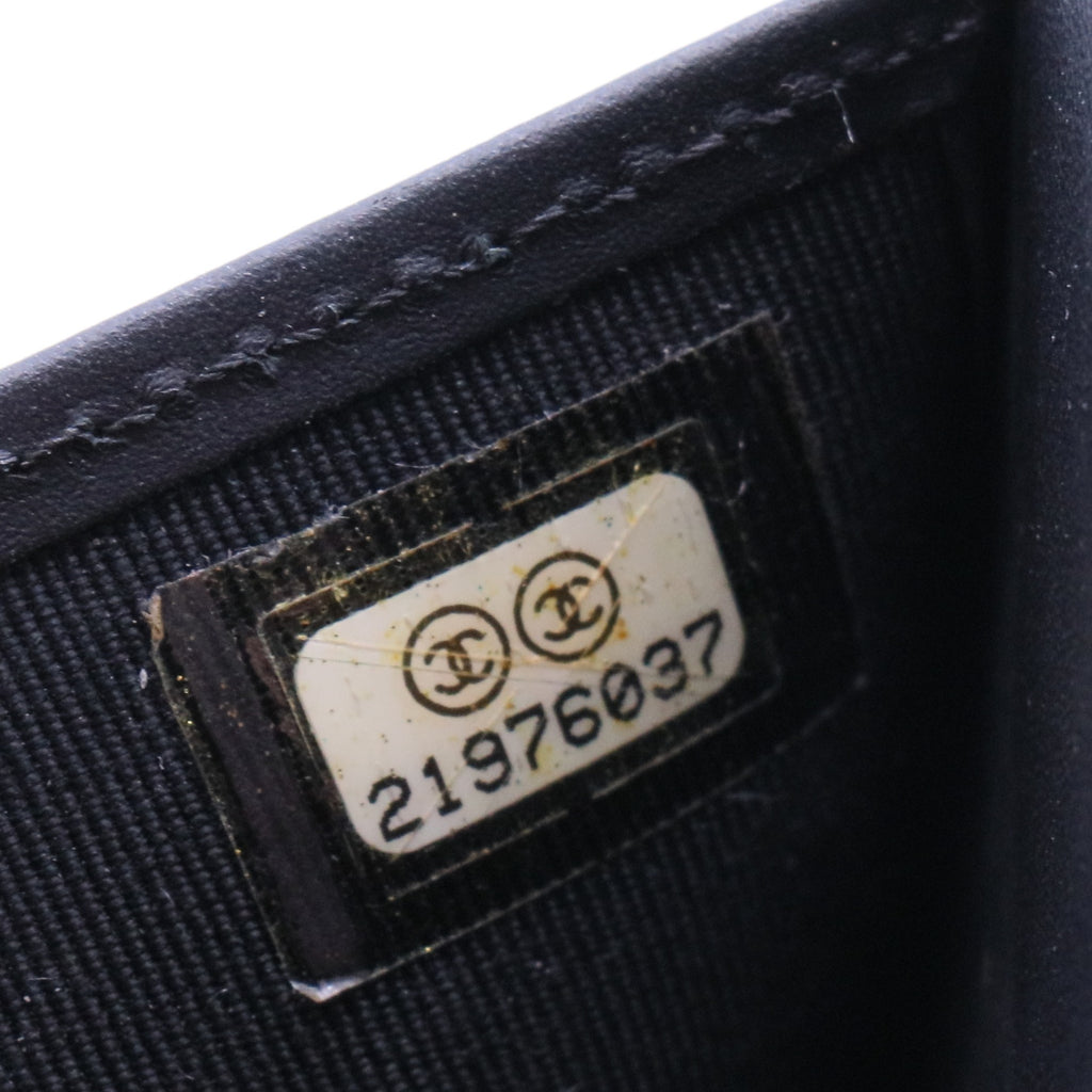 Chanel patent leather card case with silver clasp twins