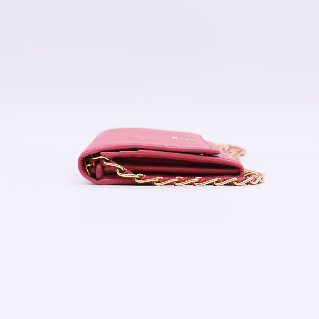 Saffiano Cuir Leather Saffiano Leather Wallet On Chain Crossbody B23583