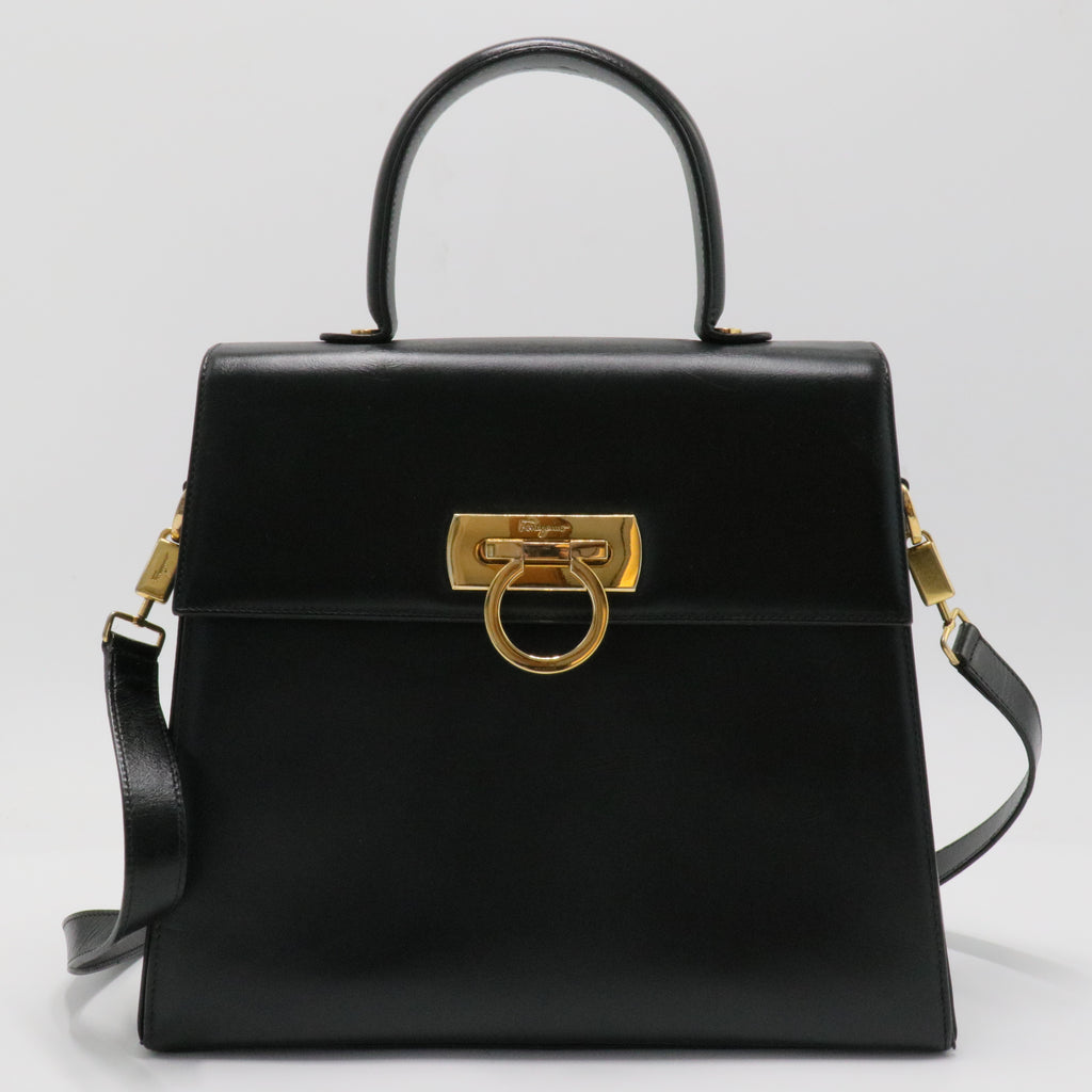 Gancini Leather Handle Bag